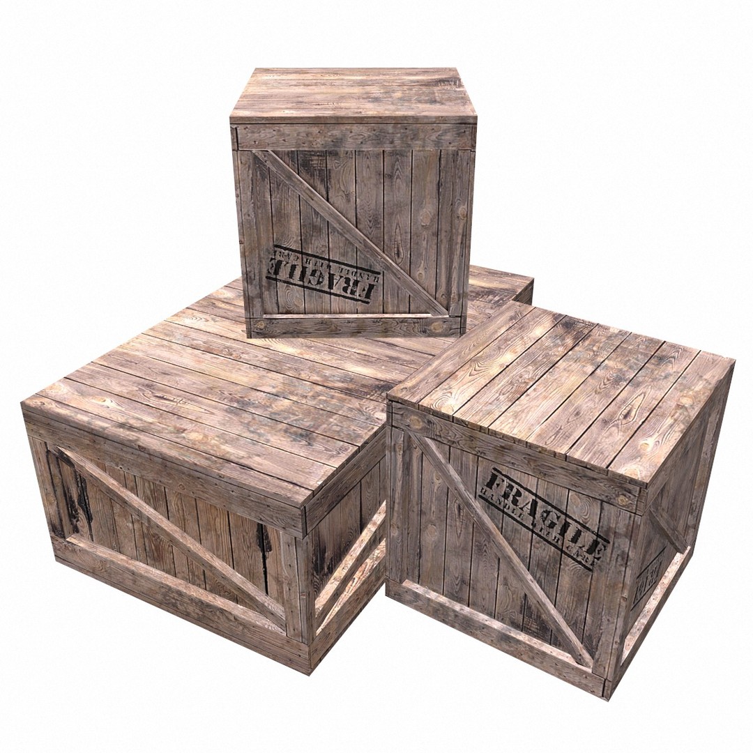 Wooden Box Set 3D Model – Low Poly PBR Asset for Games and Animation - View 4