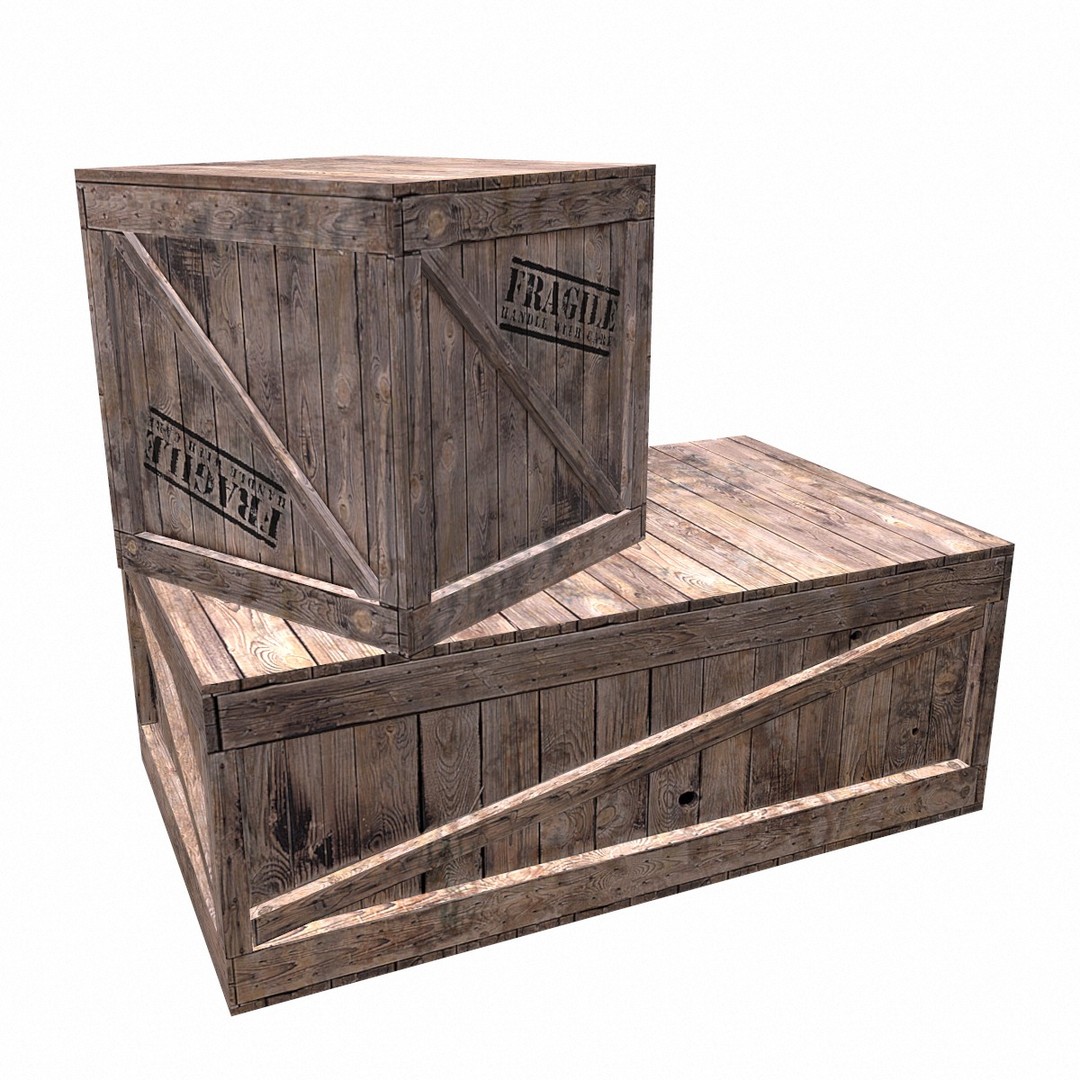 Wooden Box Set 3D Model – Low Poly PBR Asset for Games and Animation - View 5