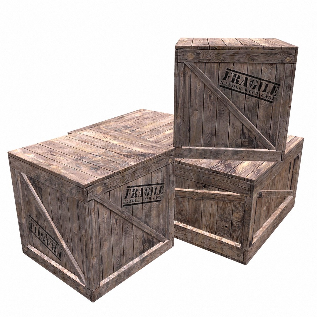 Wooden Box Set 3D Model – Low Poly PBR Asset for Games and Animation - View 6