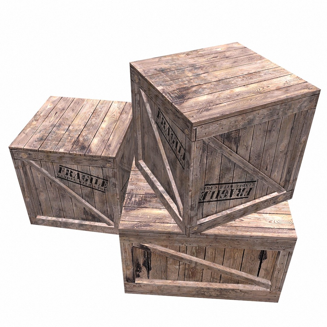Wooden Box Set 3D Model – Low Poly PBR Asset for Games and Animation - View 7