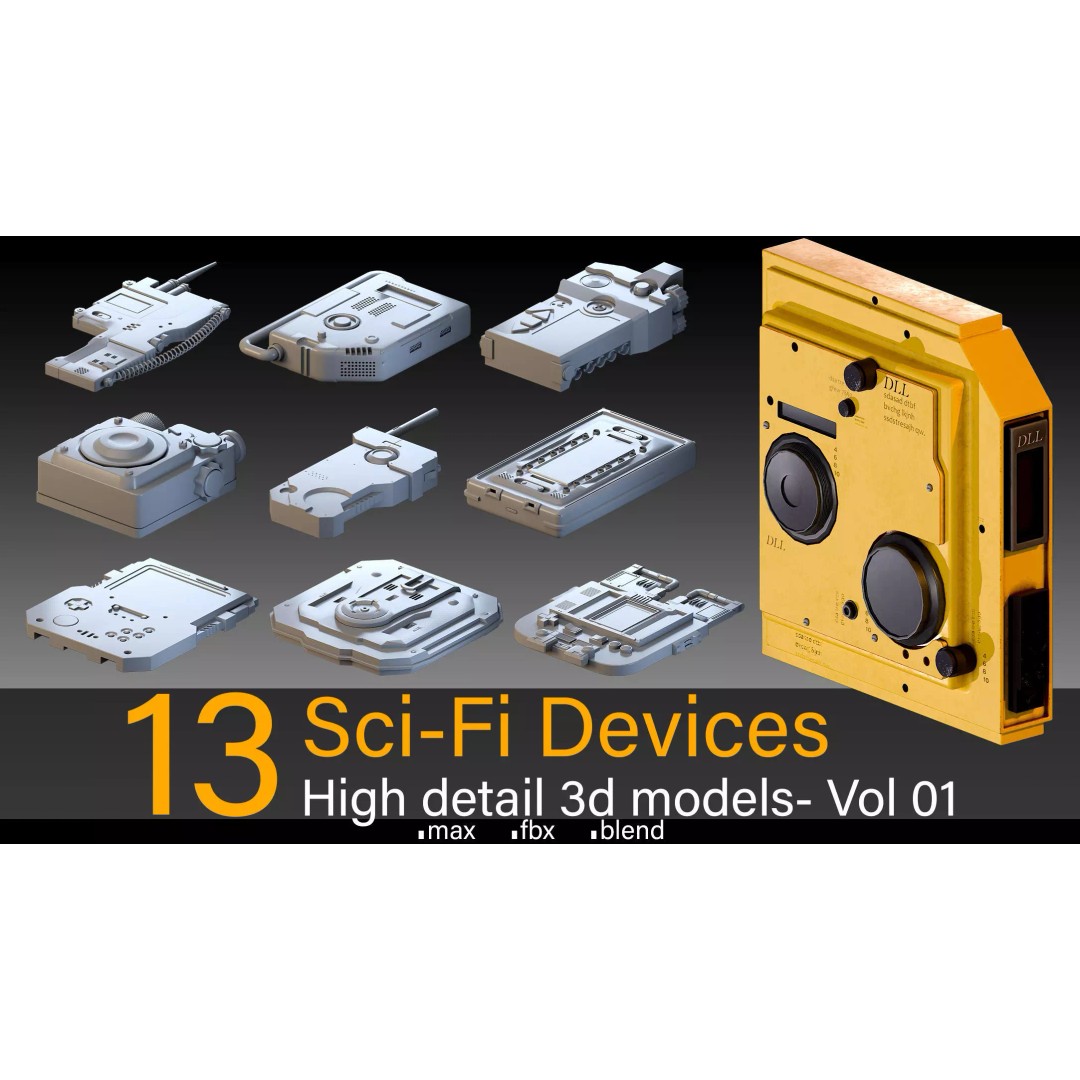Sci-Fi Devices 3D Model – High Detail Polygon Mesh, FBX, Blender - View 2