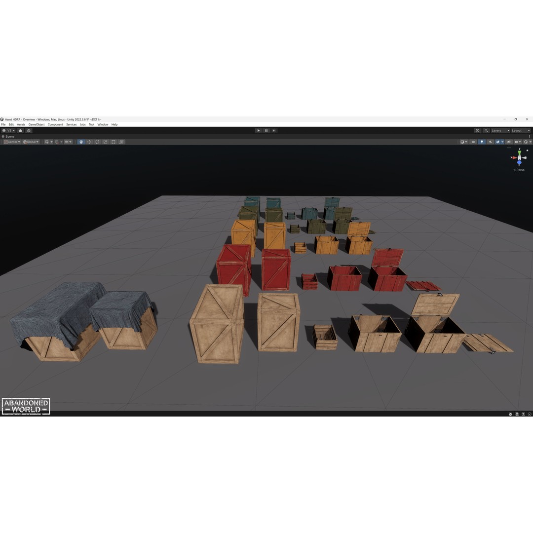 Wood Box Set 3D Model – Low Poly Game Ready Asset for Unity & Unreal