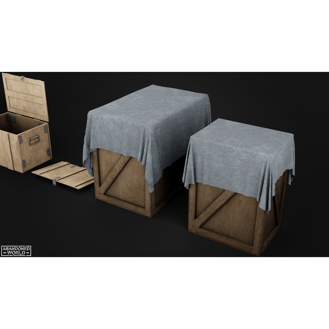 Wood Box Set 3D Model – Low Poly Game Ready Asset for Unity & Unreal - View 10