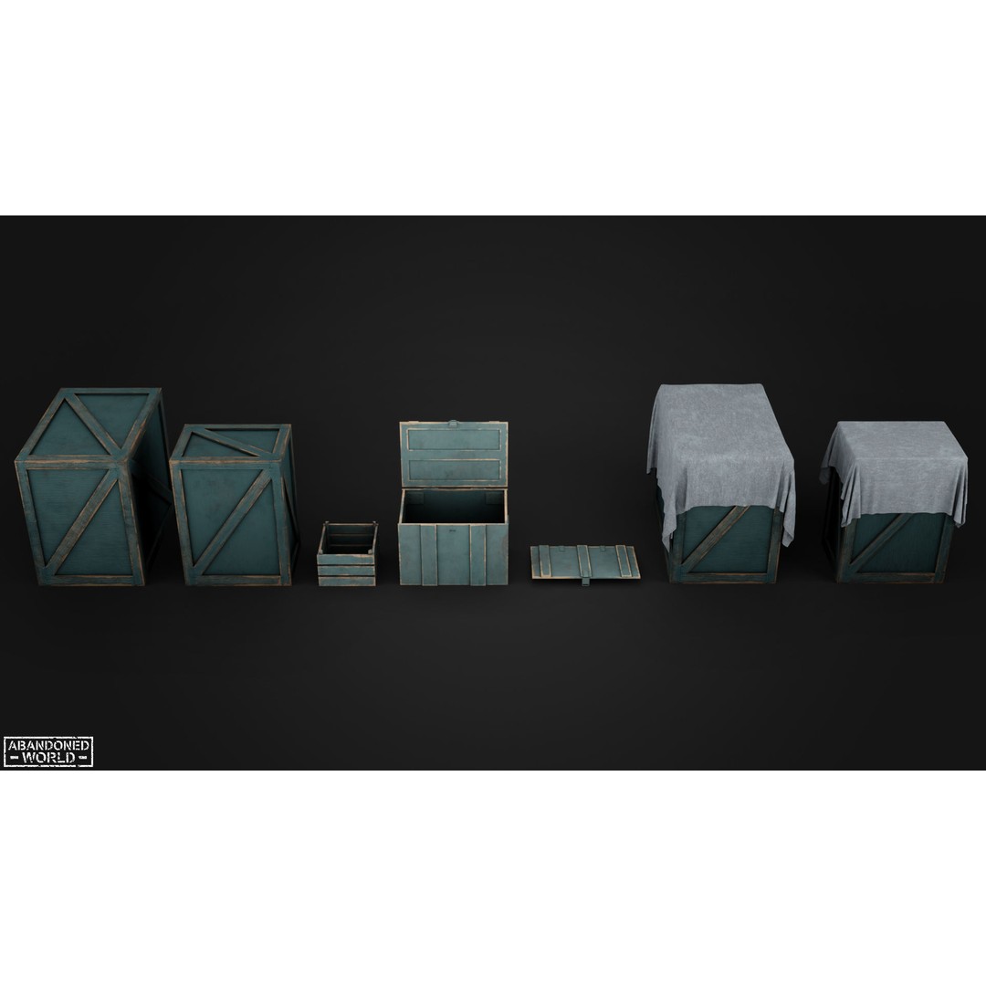 Wood Box Set 3D Model – Low Poly Game Ready Asset for Unity & Unreal - View 11