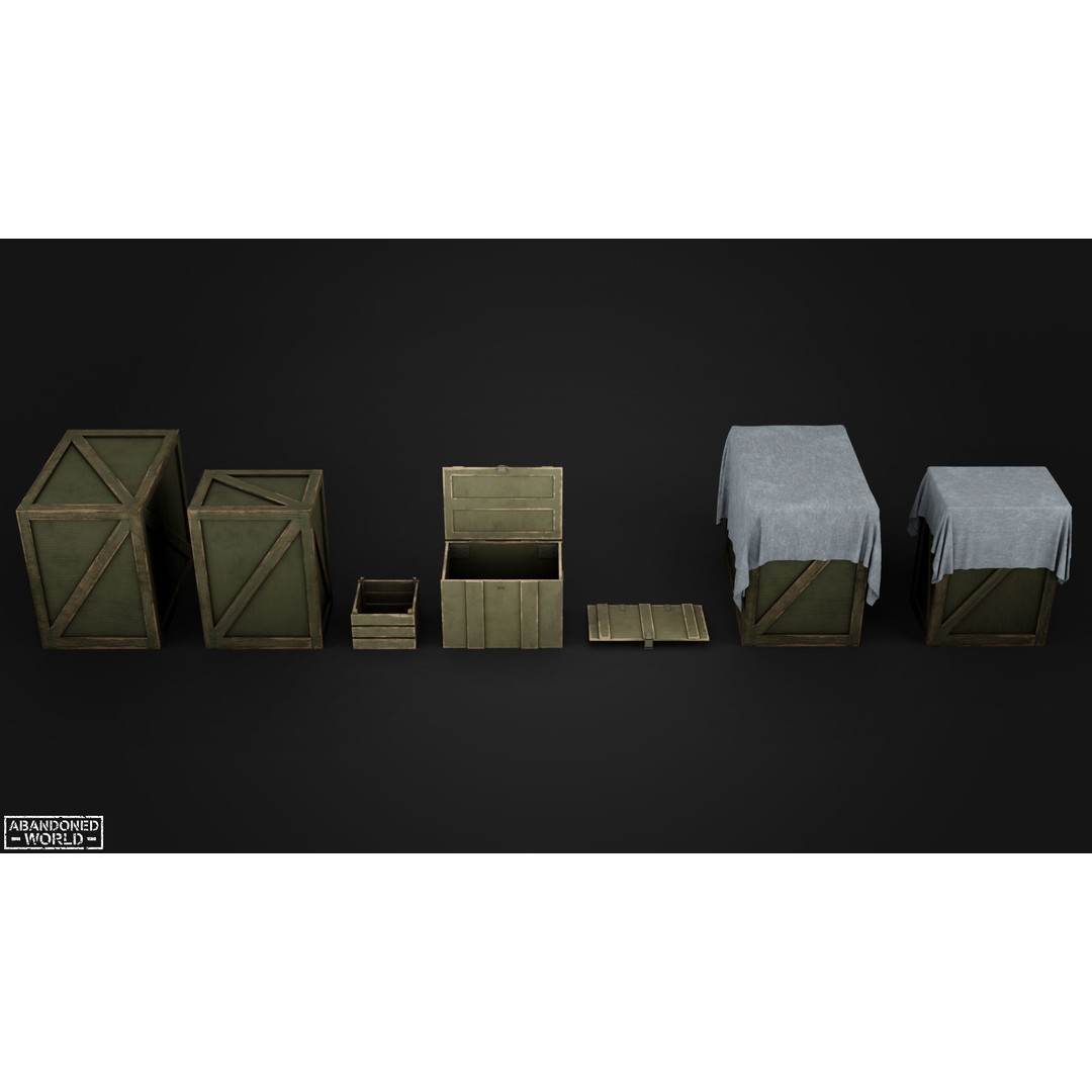 Wood Box Set 3D Model – Low Poly Game Ready Asset for Unity & Unreal - View 12