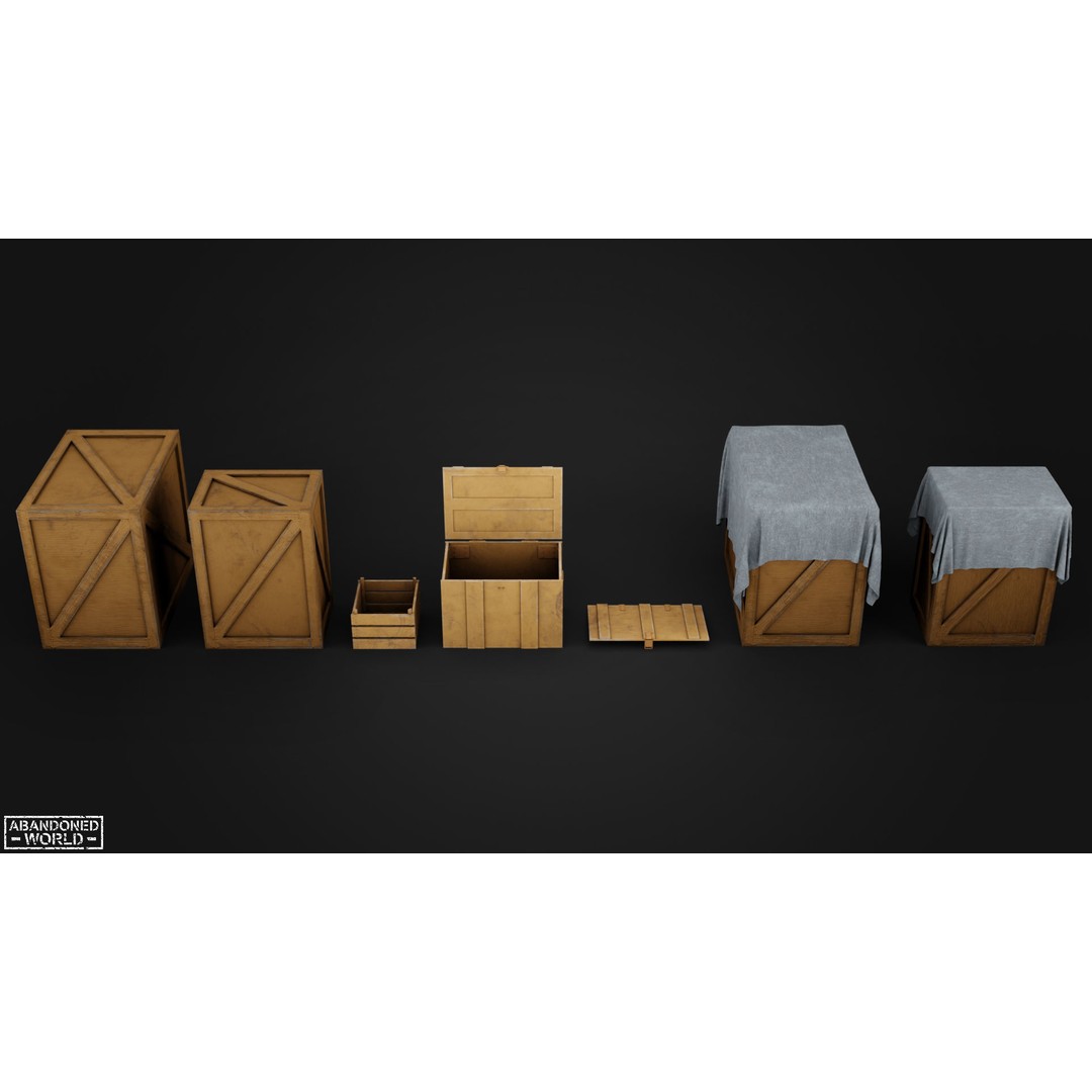 Wood Box Set 3D Model – Low Poly Game Ready Asset for Unity & Unreal - View 13