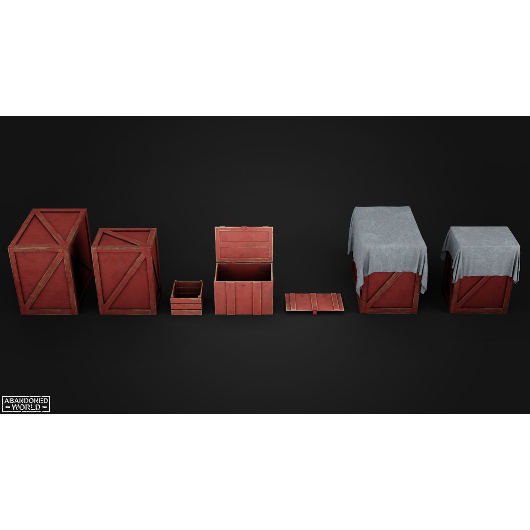 Wood Box Set 3D Model – Low Poly Game Ready Asset for Unity & Unreal - View 14