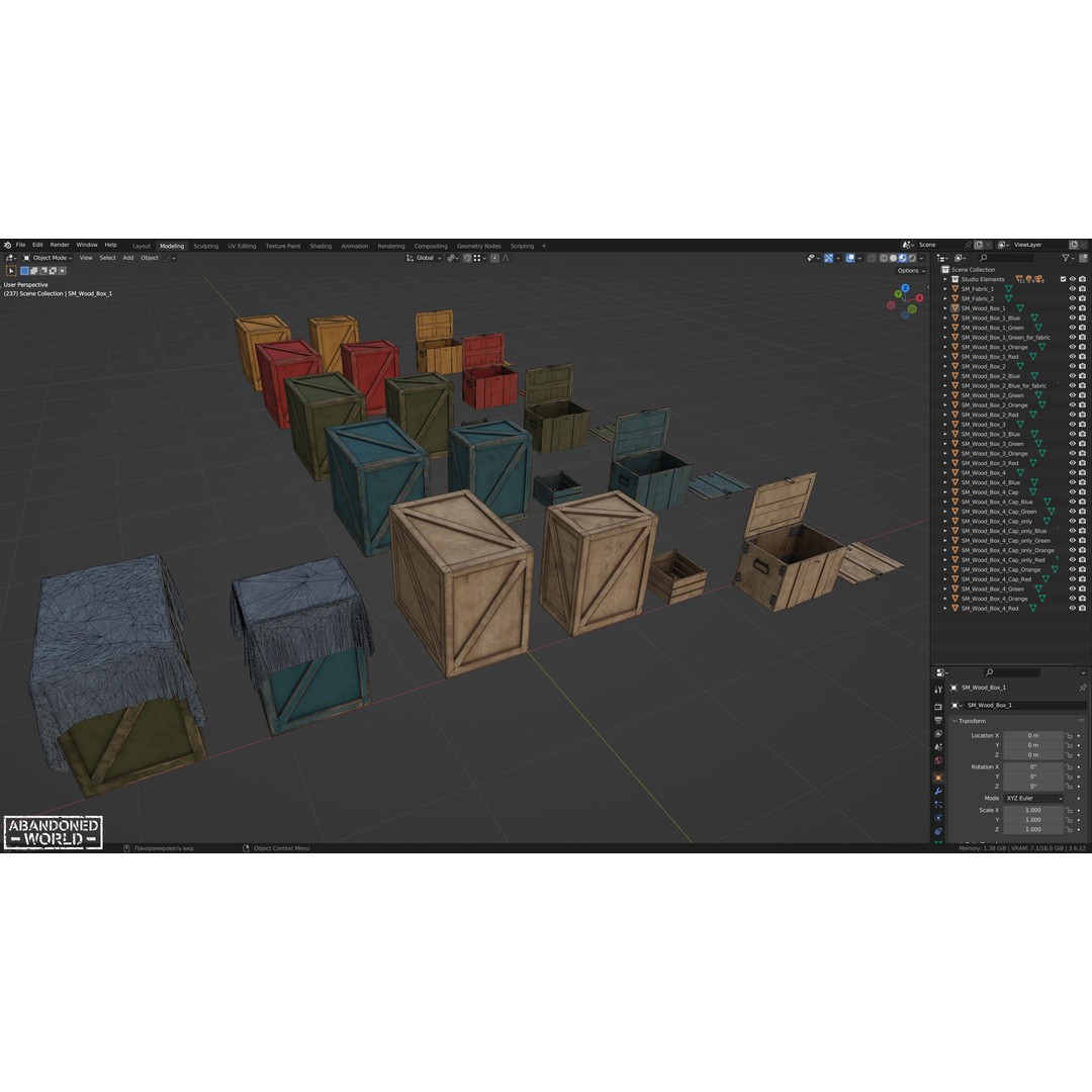 Wood Box Set 3D Model – Low Poly Game Ready Asset for Unity & Unreal - View 16