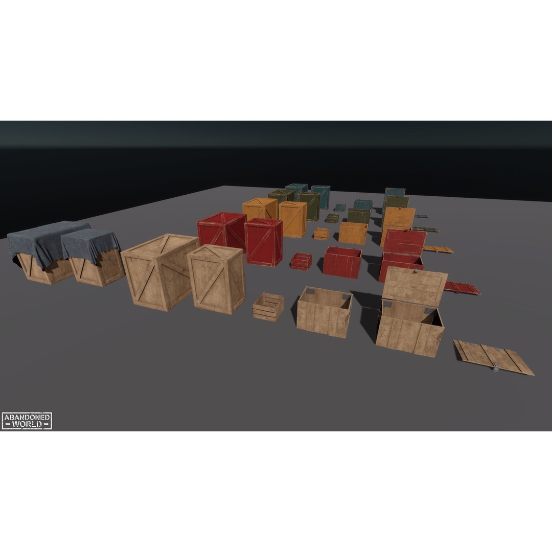 Wood Box Set 3D Model – Low Poly Game Ready Asset for Unity & Unreal - View 19