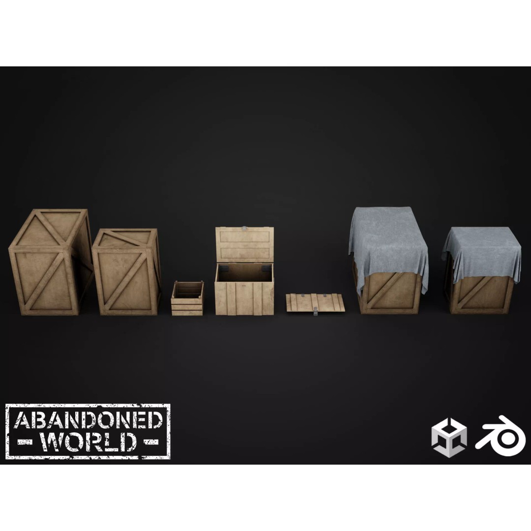 Wood Box Set 3D Model – Low Poly Game Ready Asset for Unity & Unreal - View 2