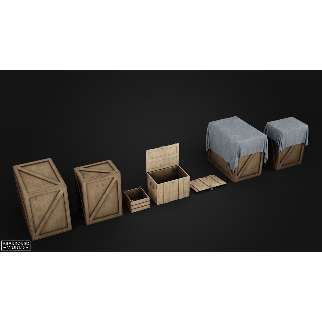 Wood Box Set 3D Model – Low Poly Game Ready Asset for Unity & Unreal - View 4
