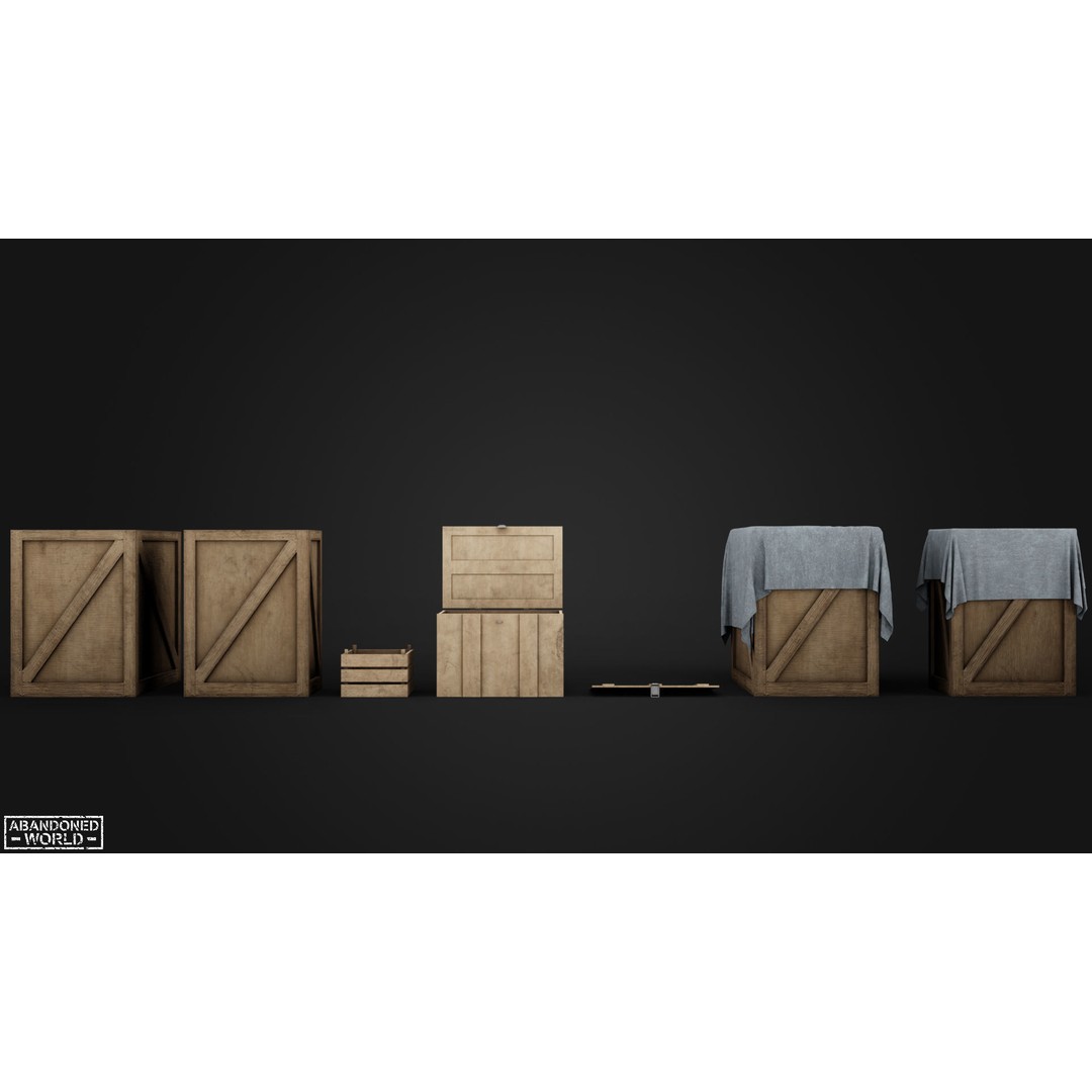Wood Box Set 3D Model – Low Poly Game Ready Asset for Unity & Unreal - View 6