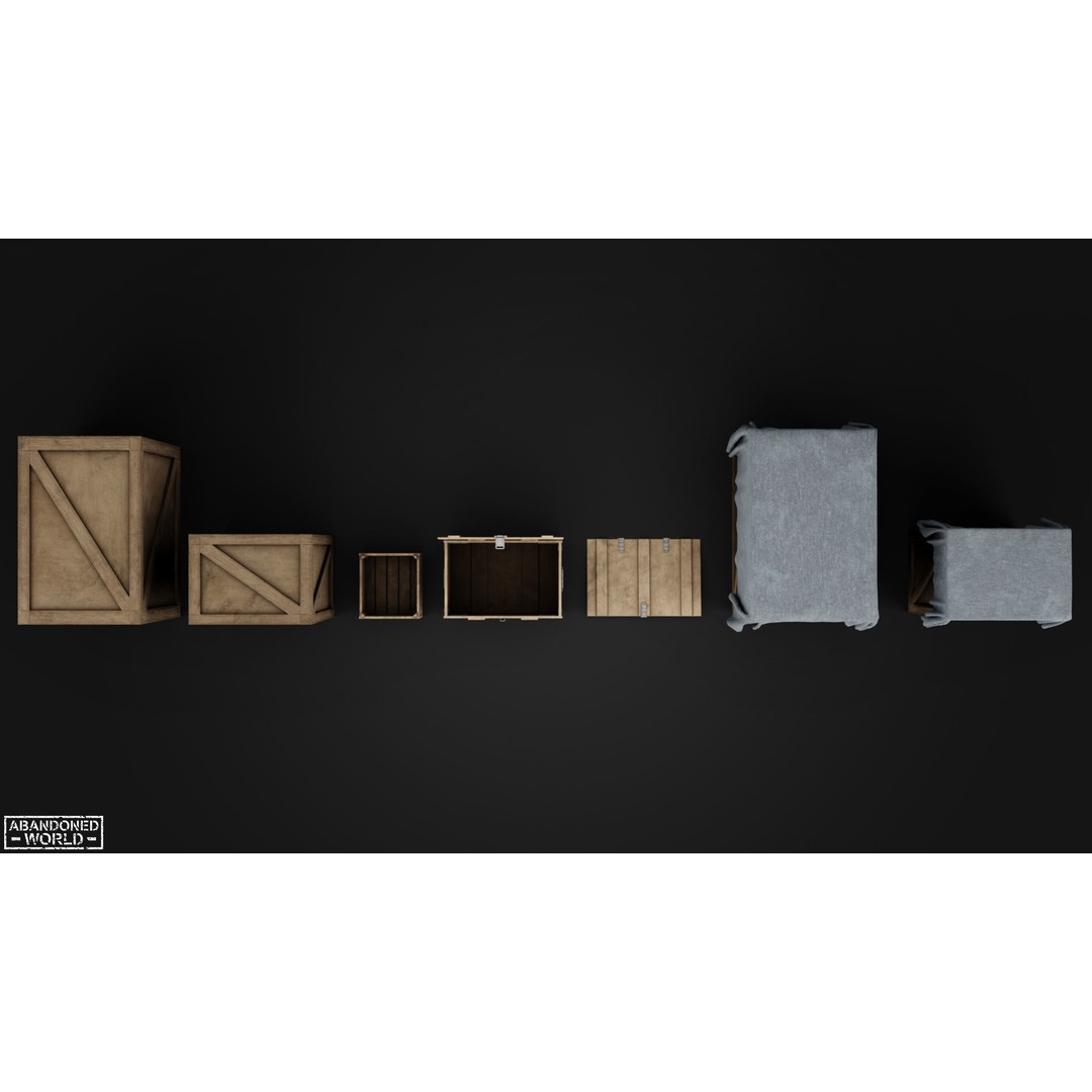 Wood Box Set 3D Model – Low Poly Game Ready Asset for Unity & Unreal - View 7