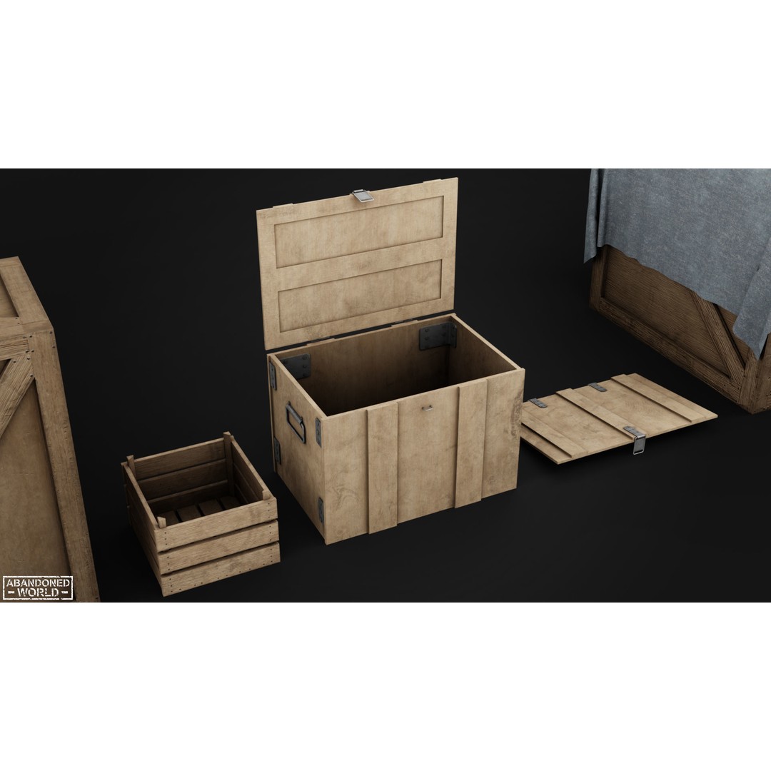 Wood Box Set 3D Model – Low Poly Game Ready Asset for Unity & Unreal - View 8