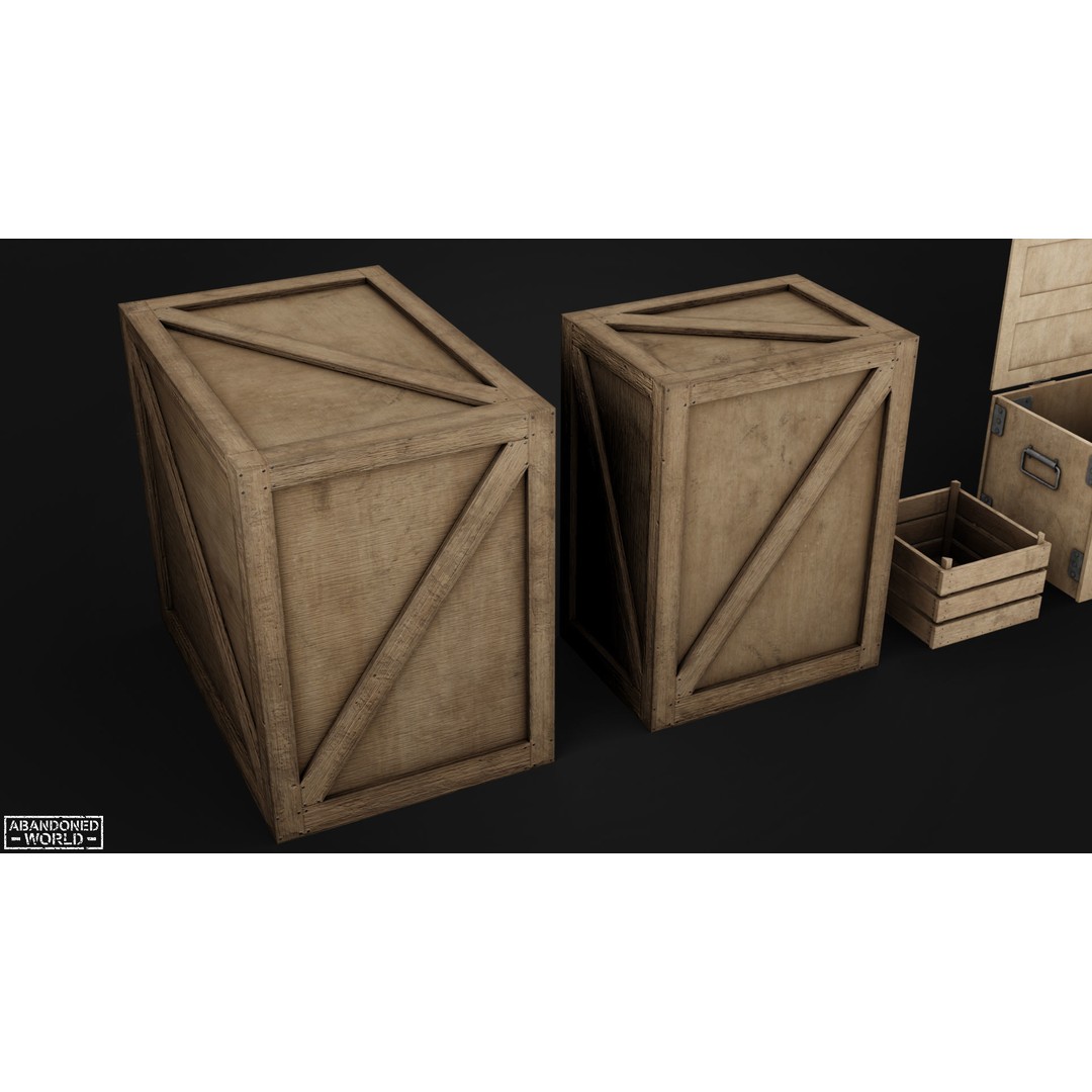 Wood Box Set 3D Model – Low Poly Game Ready Asset for Unity & Unreal - View 9