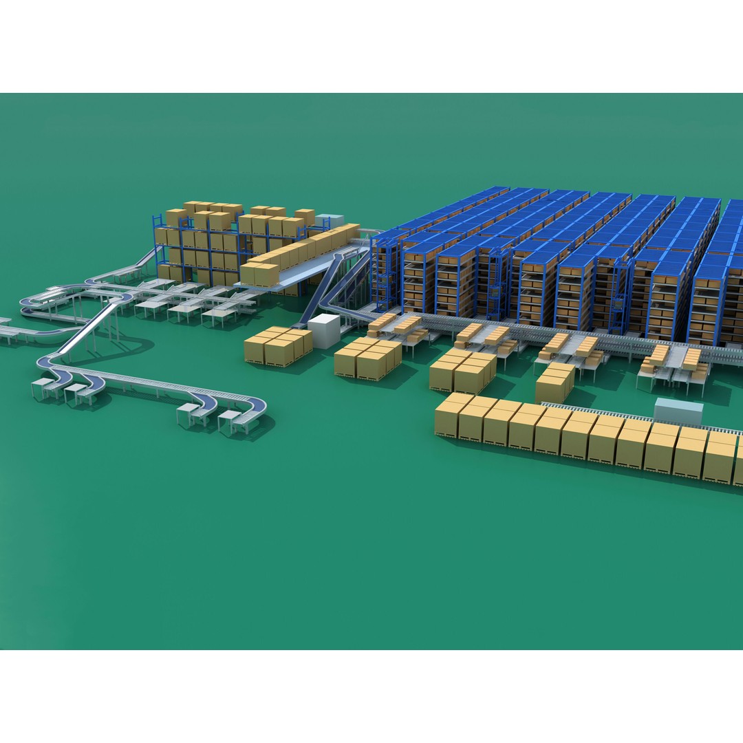 Conveyor Belt 3D Model – Industrial Shipping System, FBX & OBJ - View 4