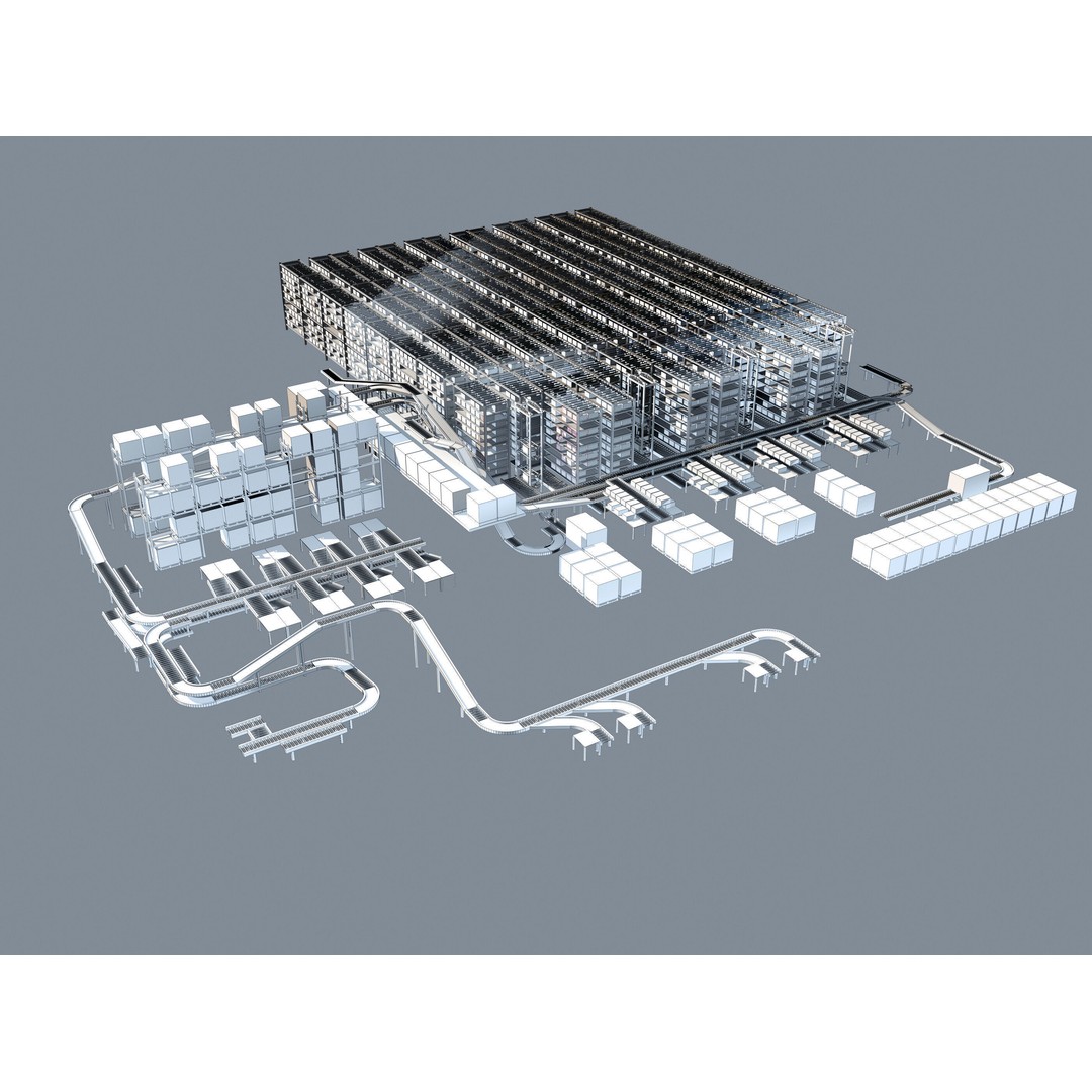 Conveyor Belt 3D Model – Industrial Shipping System, FBX & OBJ - View 6
