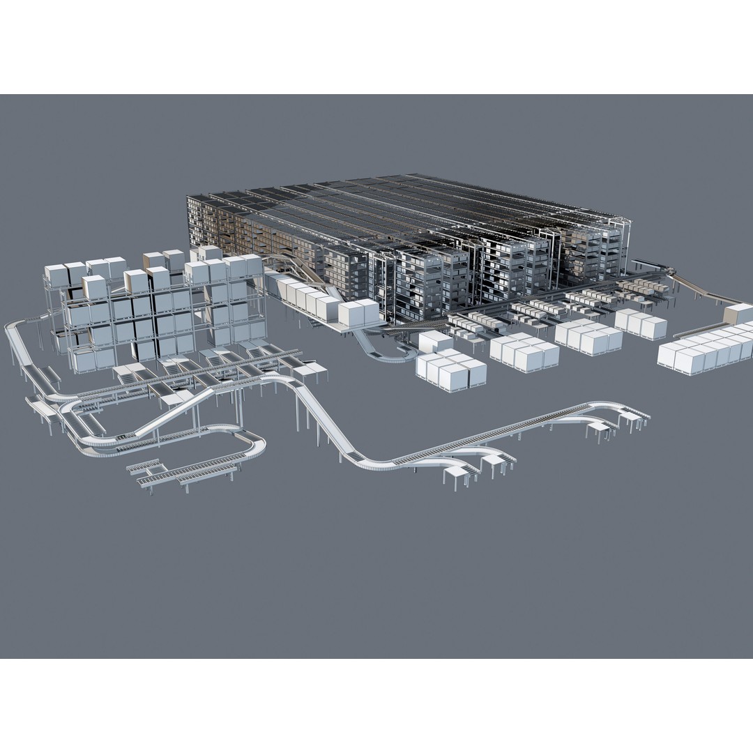 Conveyor Belt 3D Model – Industrial Shipping System, FBX & OBJ - View 7