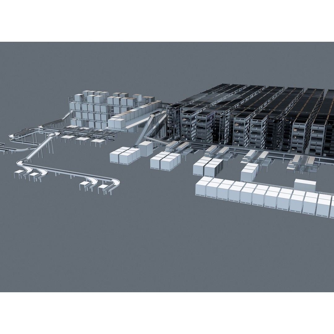 Conveyor Belt 3D Model – Industrial Shipping System, FBX & OBJ - View 8