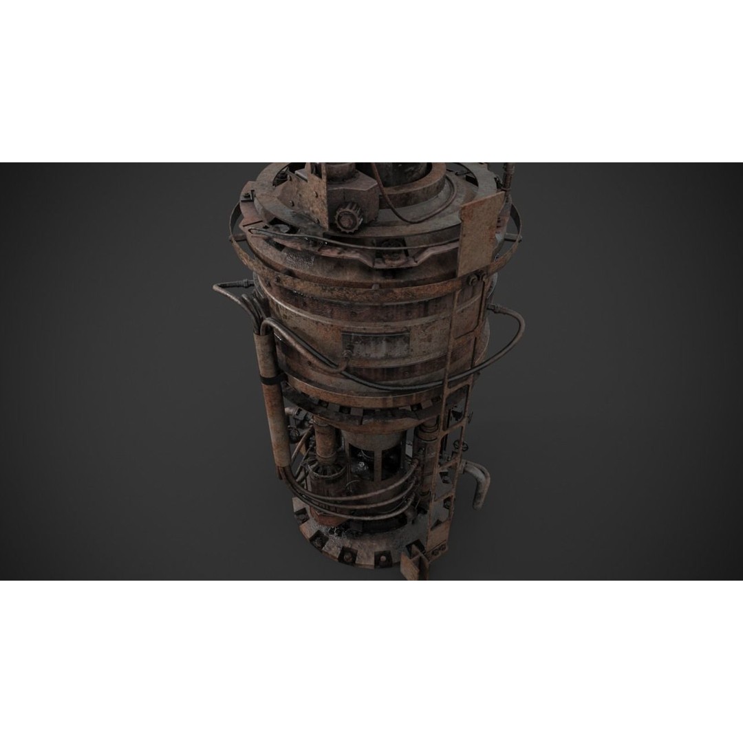 Rusted Machinery Device 3D Model – High Poly PBR Asset, FBX - View 12