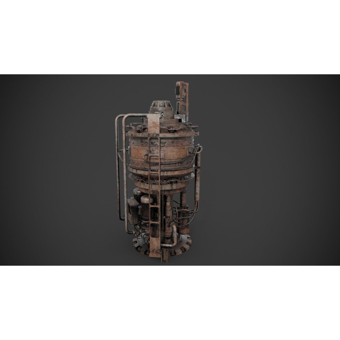 Rusted Machinery Device 3D Model – High Poly PBR Asset, FBX - View 3