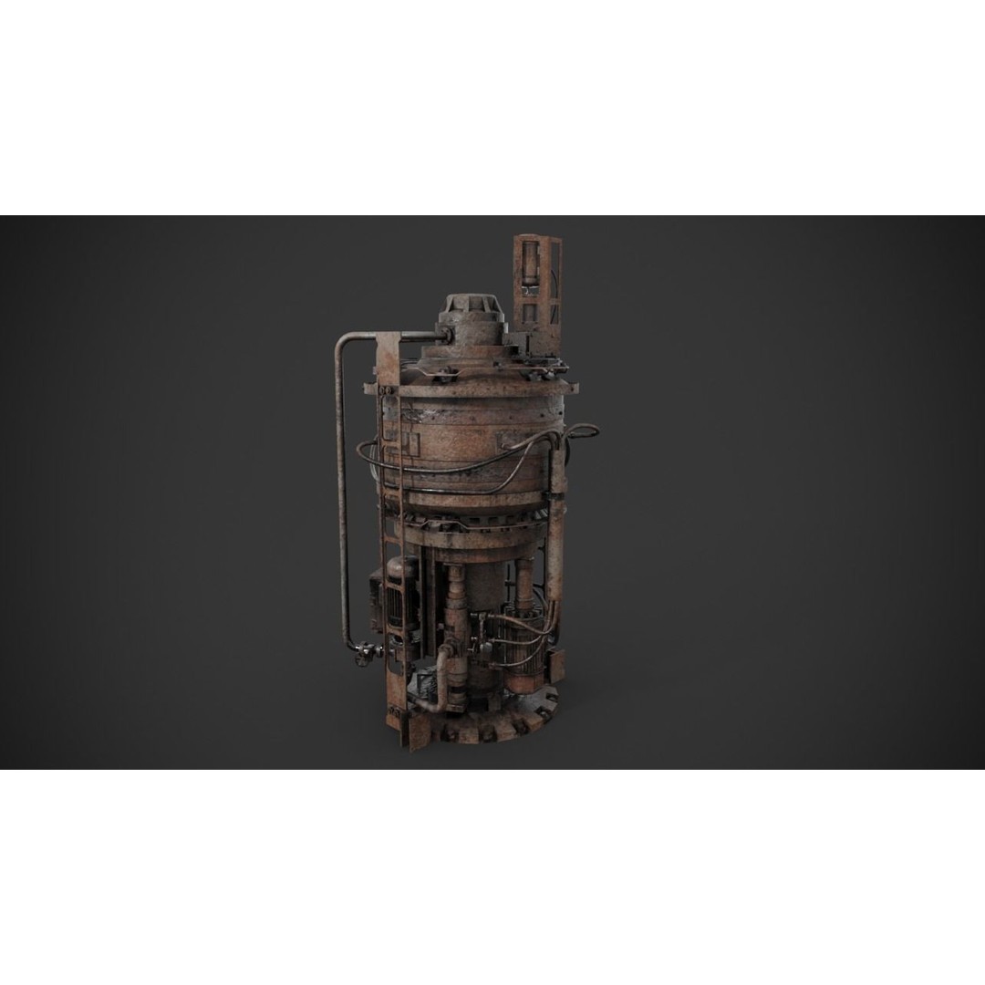 Rusted Machinery Device 3D Model – High Poly PBR Asset, FBX - View 4