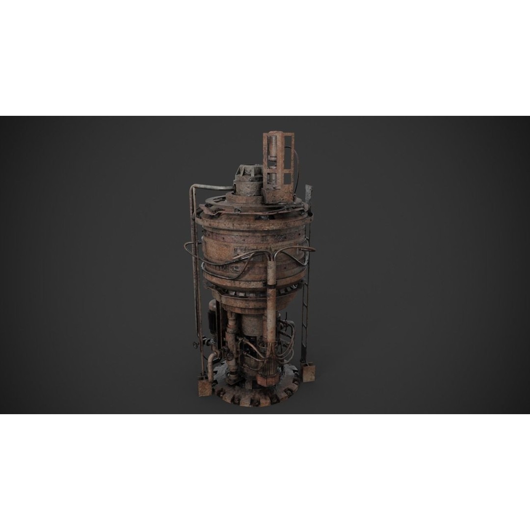 Rusted Machinery Device 3D Model – High Poly PBR Asset, FBX - View 5