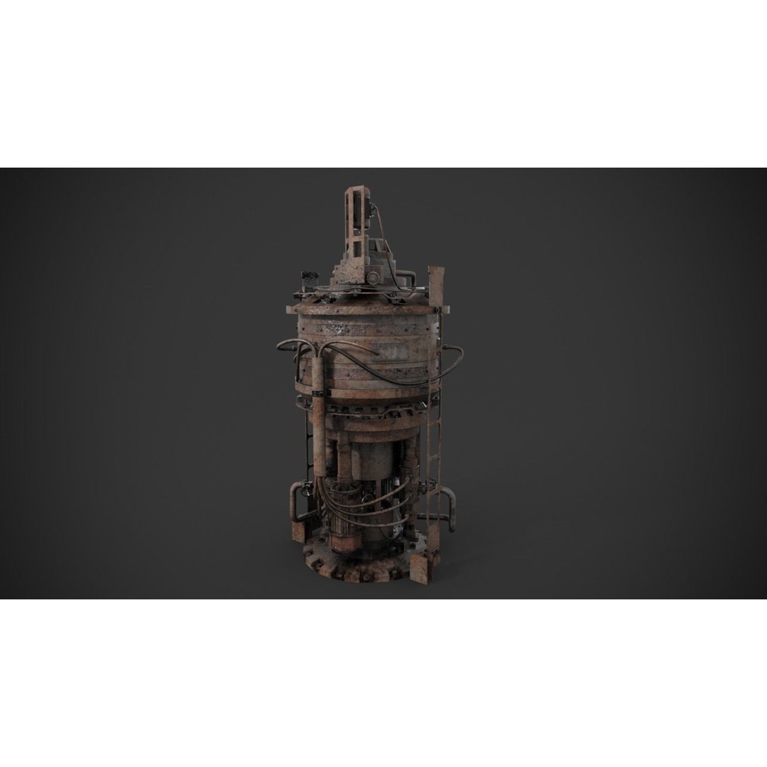 Rusted Machinery Device 3D Model – High Poly PBR Asset, FBX - View 6