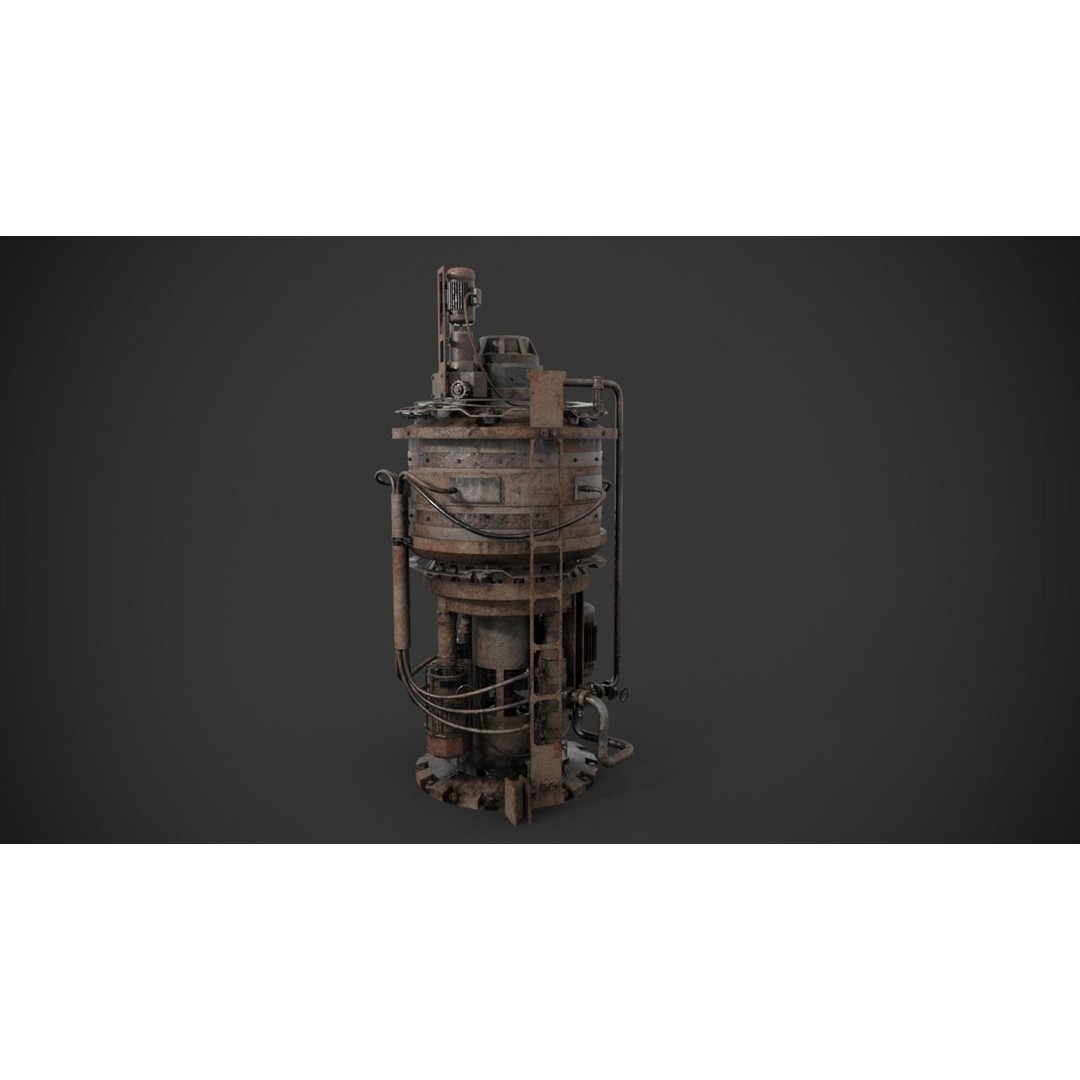 Rusted Machinery Device 3D Model – High Poly PBR Asset, FBX - View 7