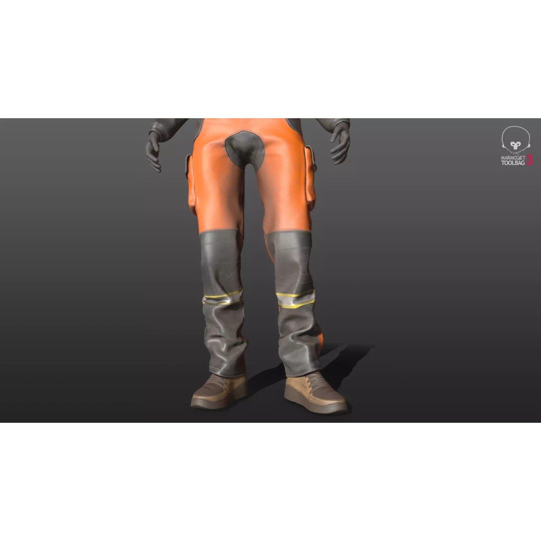 Female Welder Suit 3D Model – Low Poly Rigged Asset, FBX, PBR - View 10