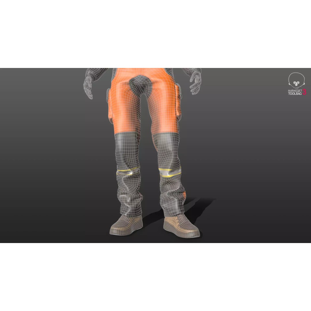 Female Welder Suit 3D Model – Low Poly Rigged Asset, FBX, PBR - View 11