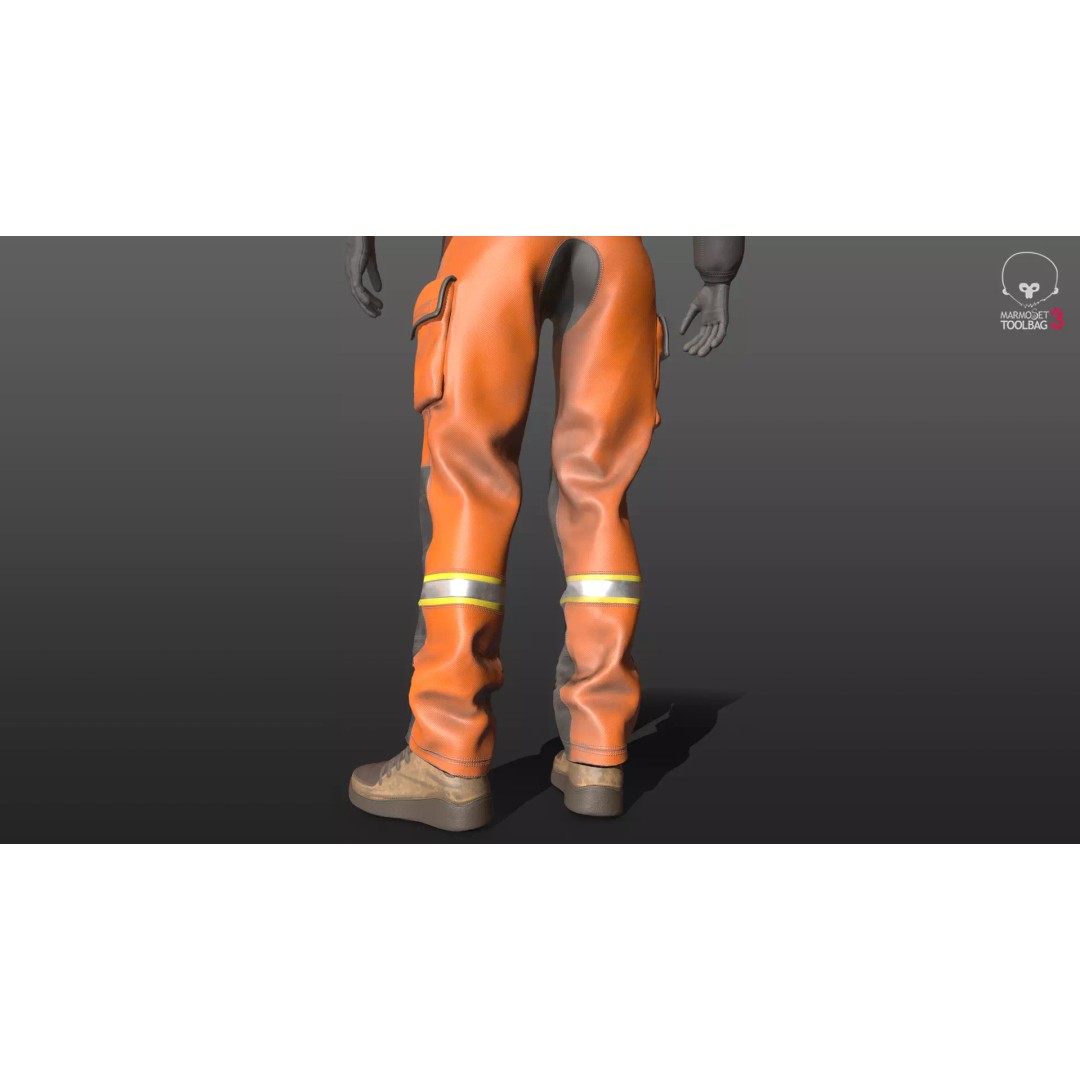 Female Welder Suit 3D Model – Low Poly Rigged Asset, FBX, PBR - View 12