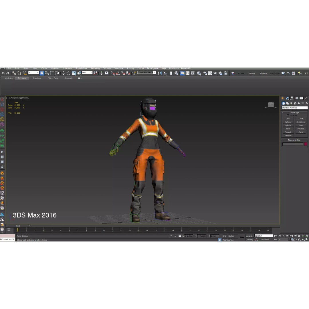 Female Welder Suit 3D Model – Low Poly Rigged Asset, FBX, PBR - View 26