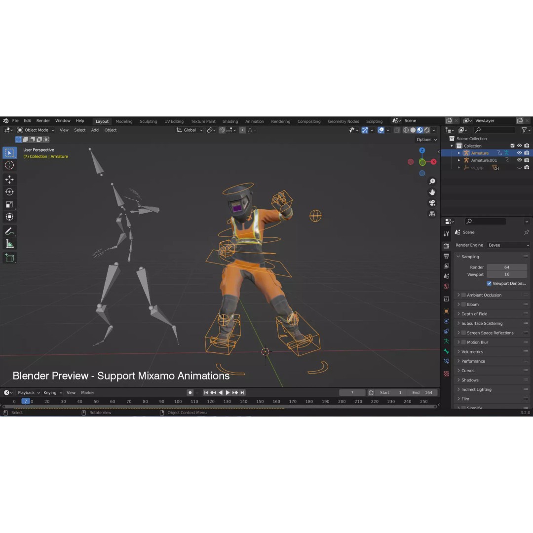 Female Welder Suit 3D Model – Low Poly Rigged Asset, FBX, PBR - View 31