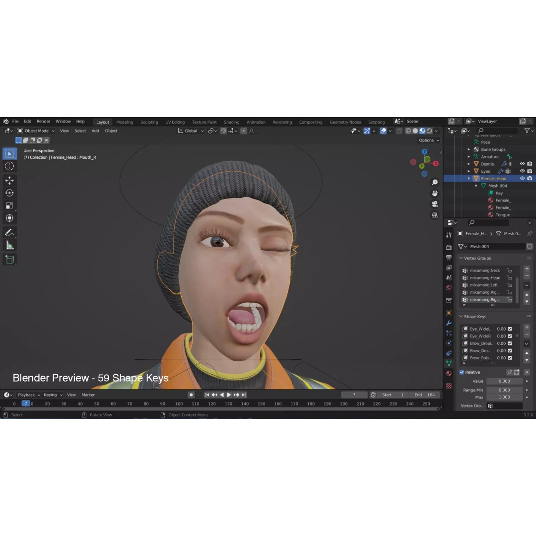 Female Welder Suit 3D Model – Low Poly Rigged Asset, FBX, PBR - View 32