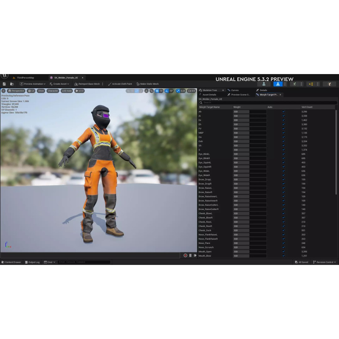 Female Welder Suit 3D Model – Low Poly Rigged Asset, FBX, PBR - View 35