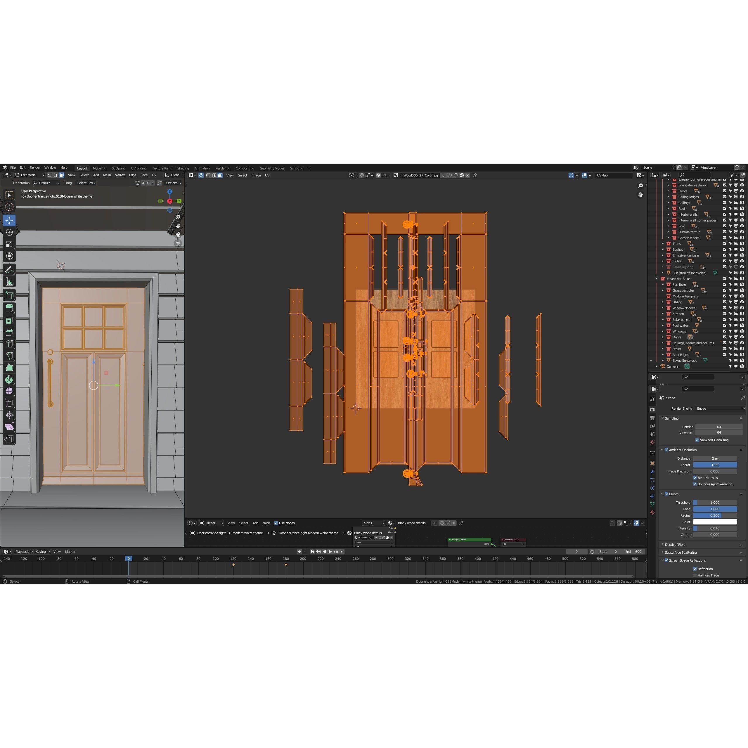 Modular Classic American House - Low-Poly Game-Ready 3D Model