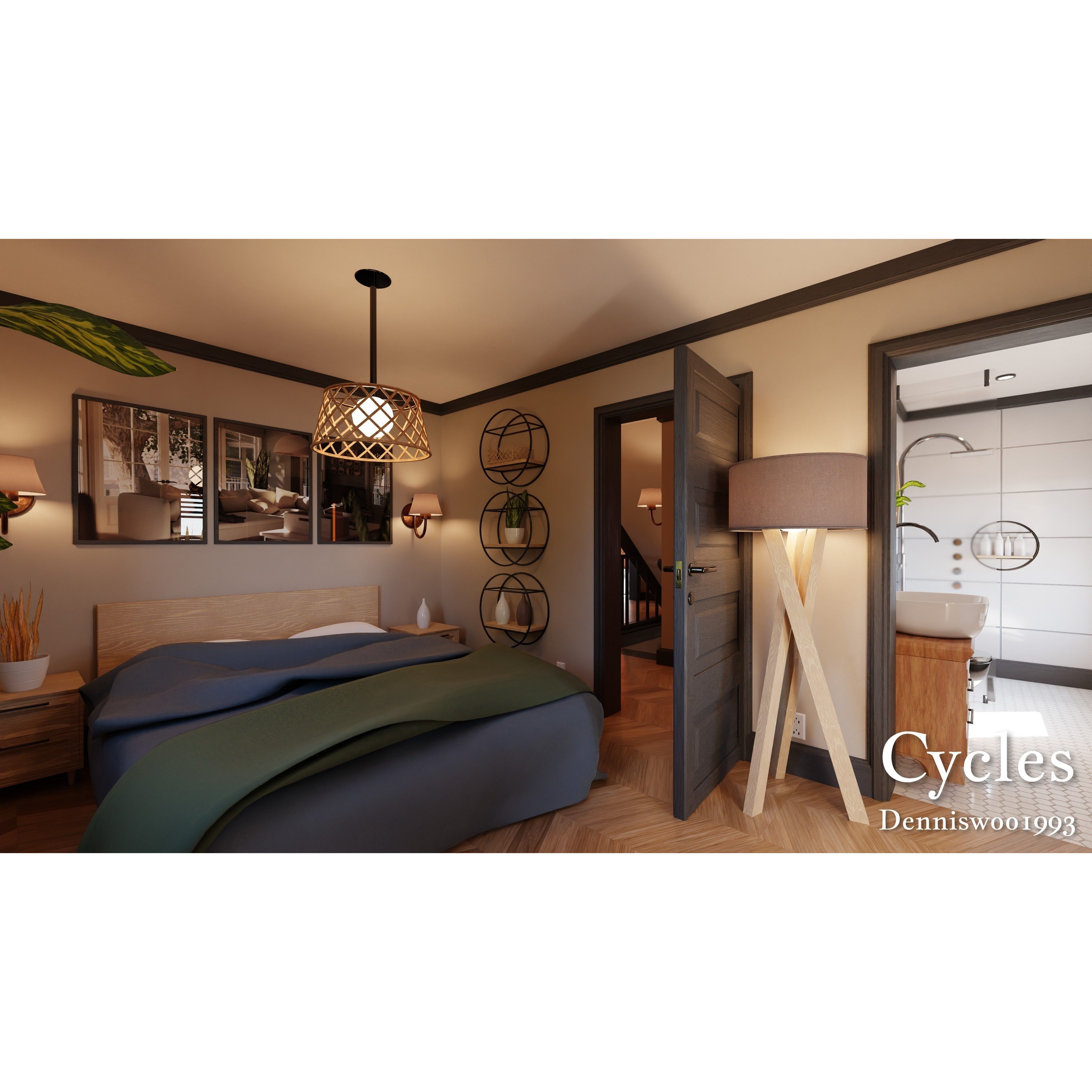 Modular Classic American House - Low-Poly Game-Ready 3D Model - View 11