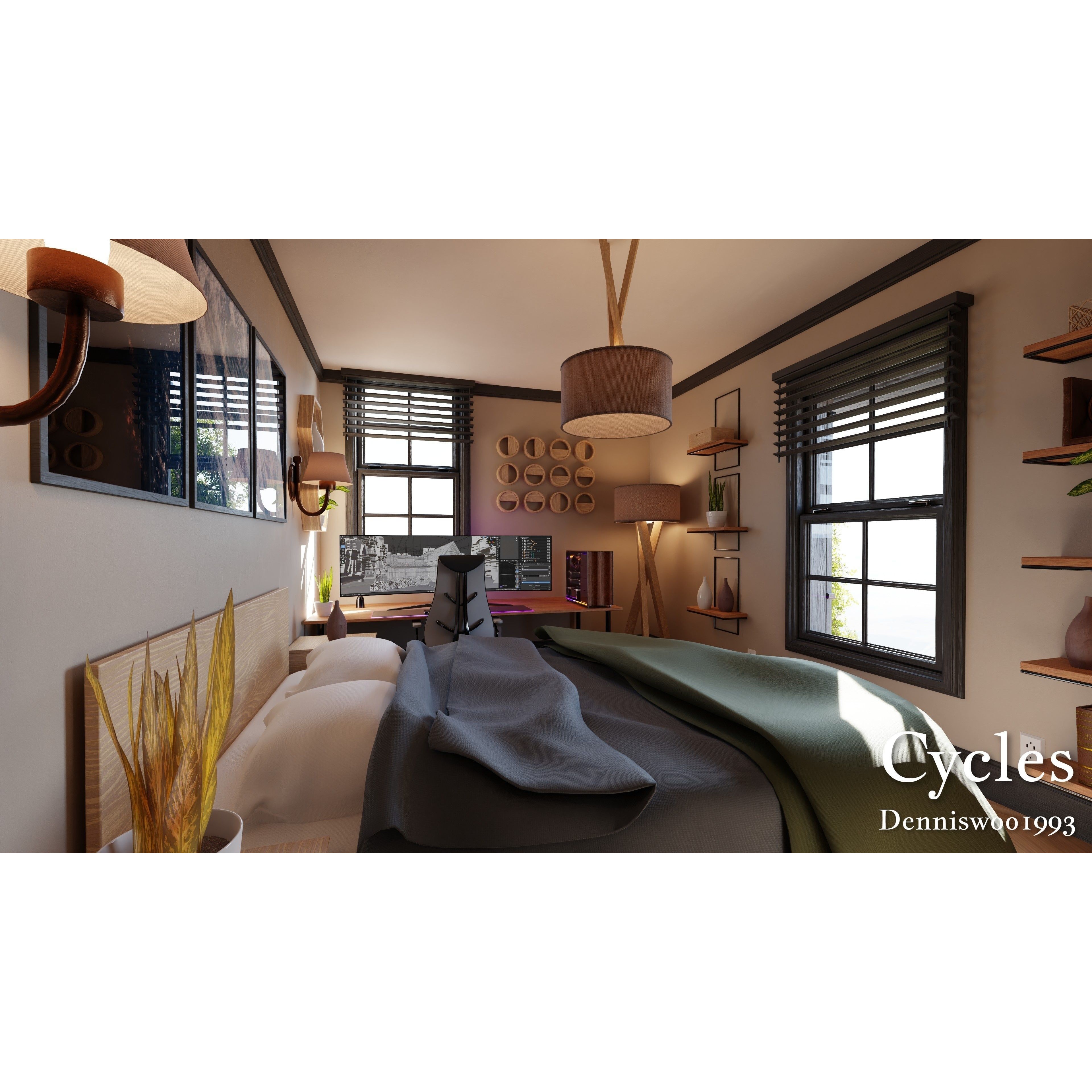 Modular Classic American House - Low-Poly Game-Ready 3D Model - View 17