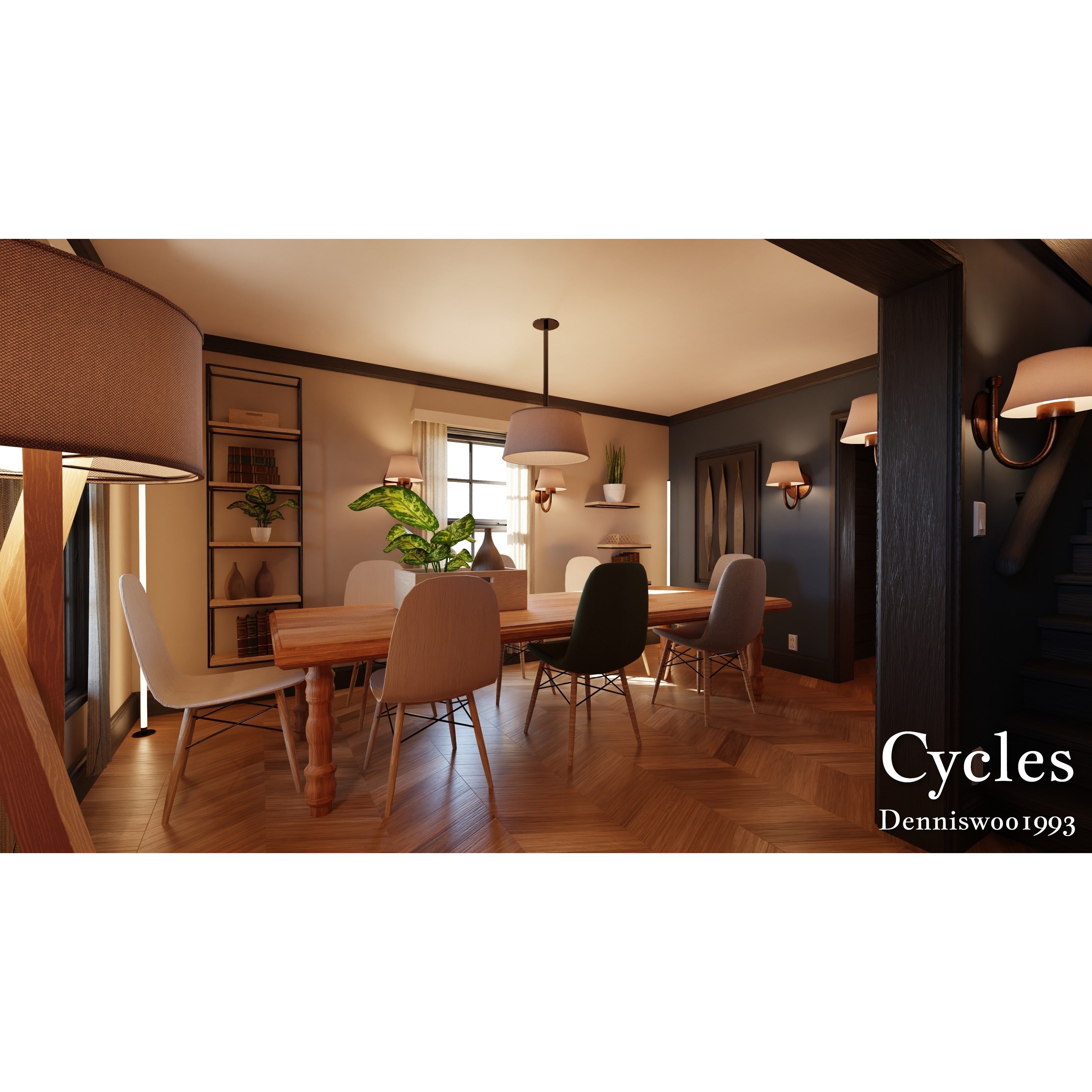 Modular Classic American House - Low-Poly Game-Ready 3D Model - View 19