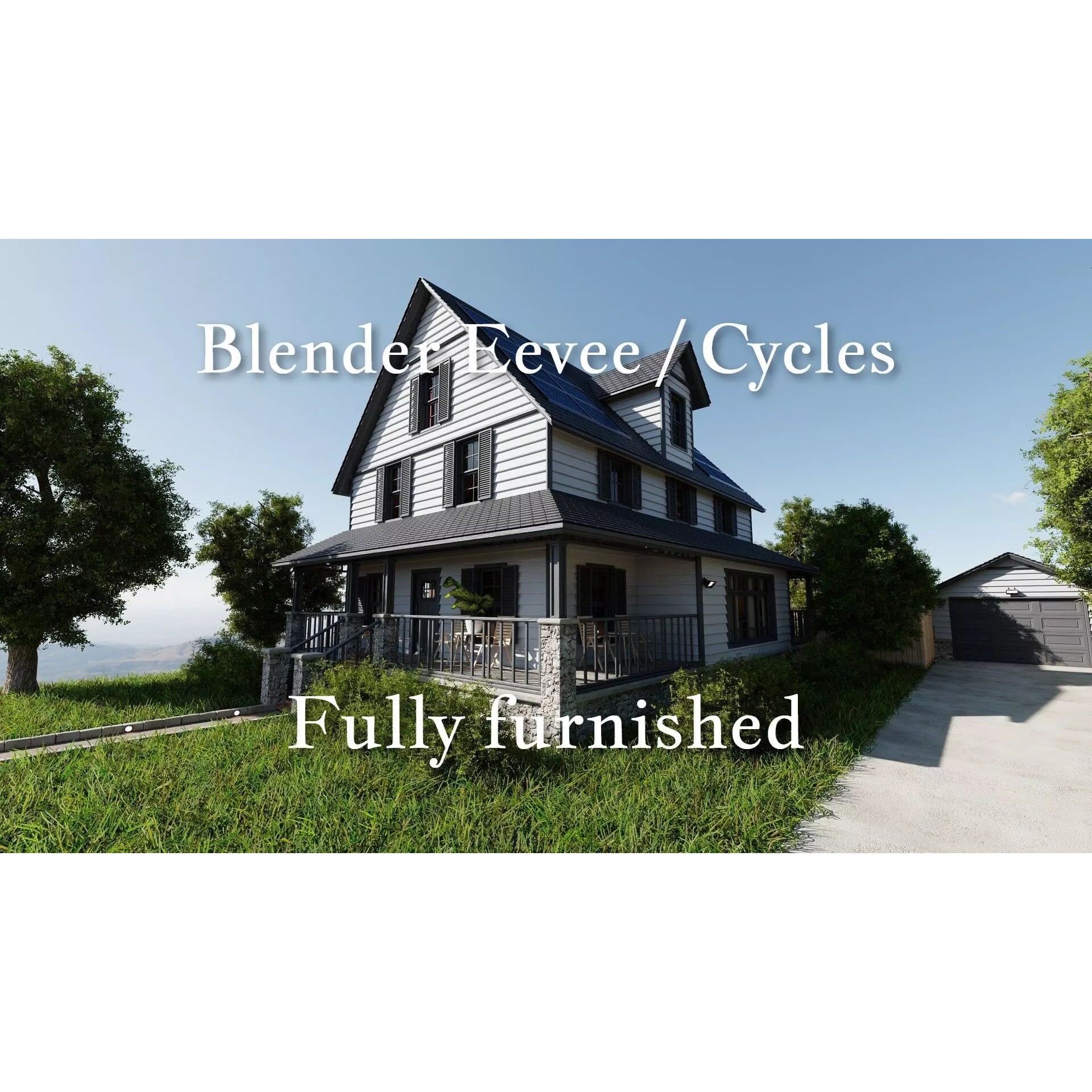 Modular Classic American House - Low-Poly Game-Ready 3D Model - View 2
