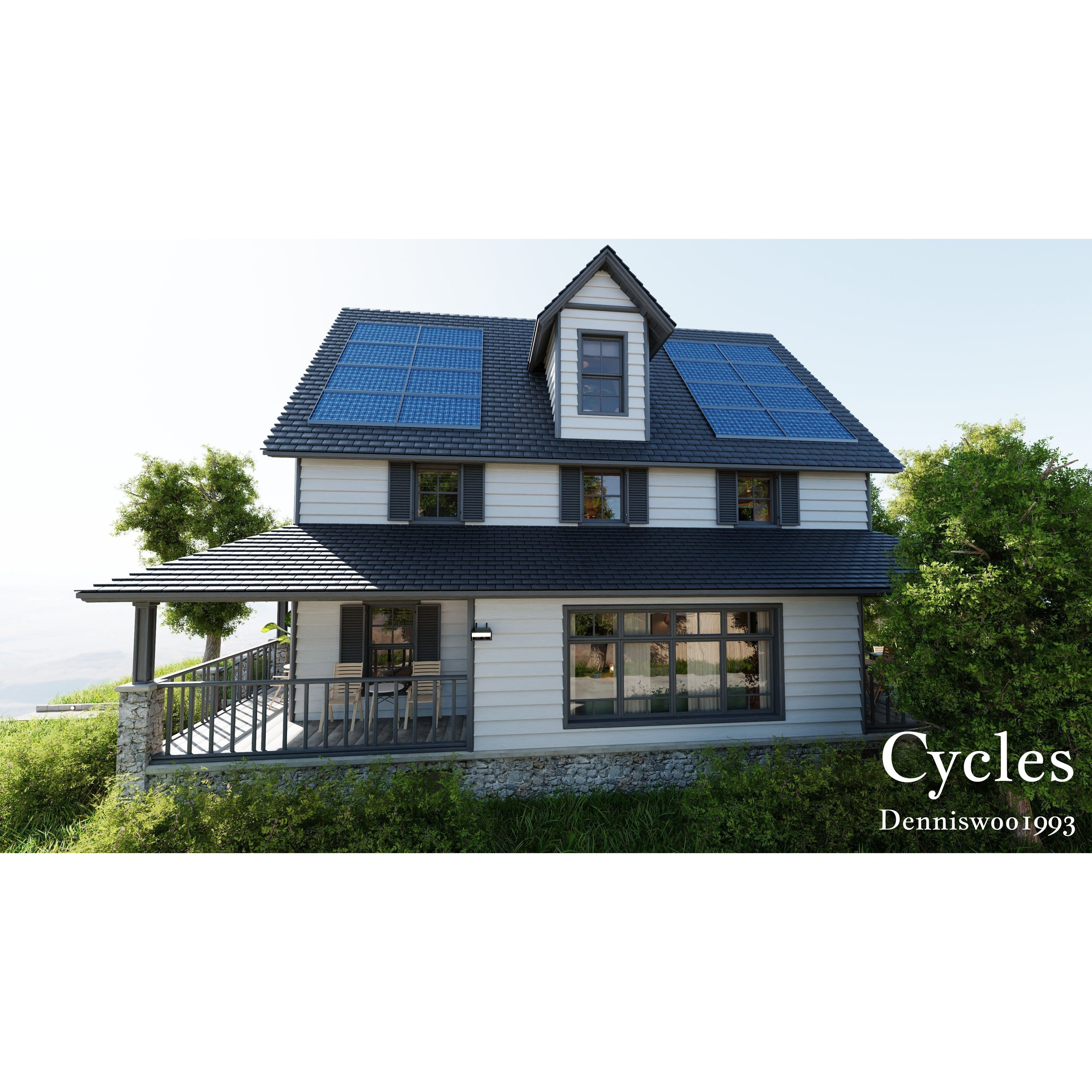 Modular Classic American House - Low-Poly Game-Ready 3D Model - View 26