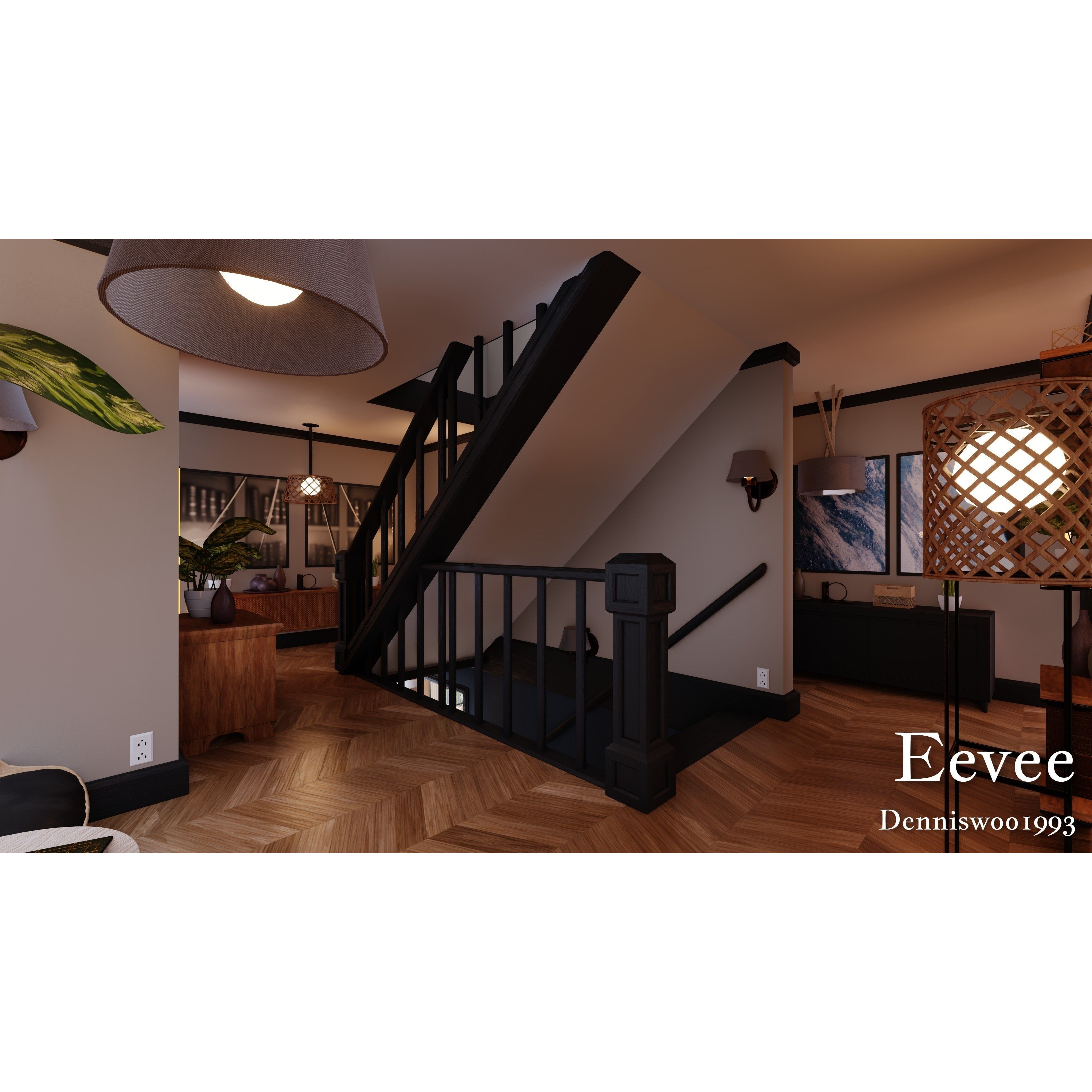 Modular Classic American House - Low-Poly Game-Ready 3D Model - View 42