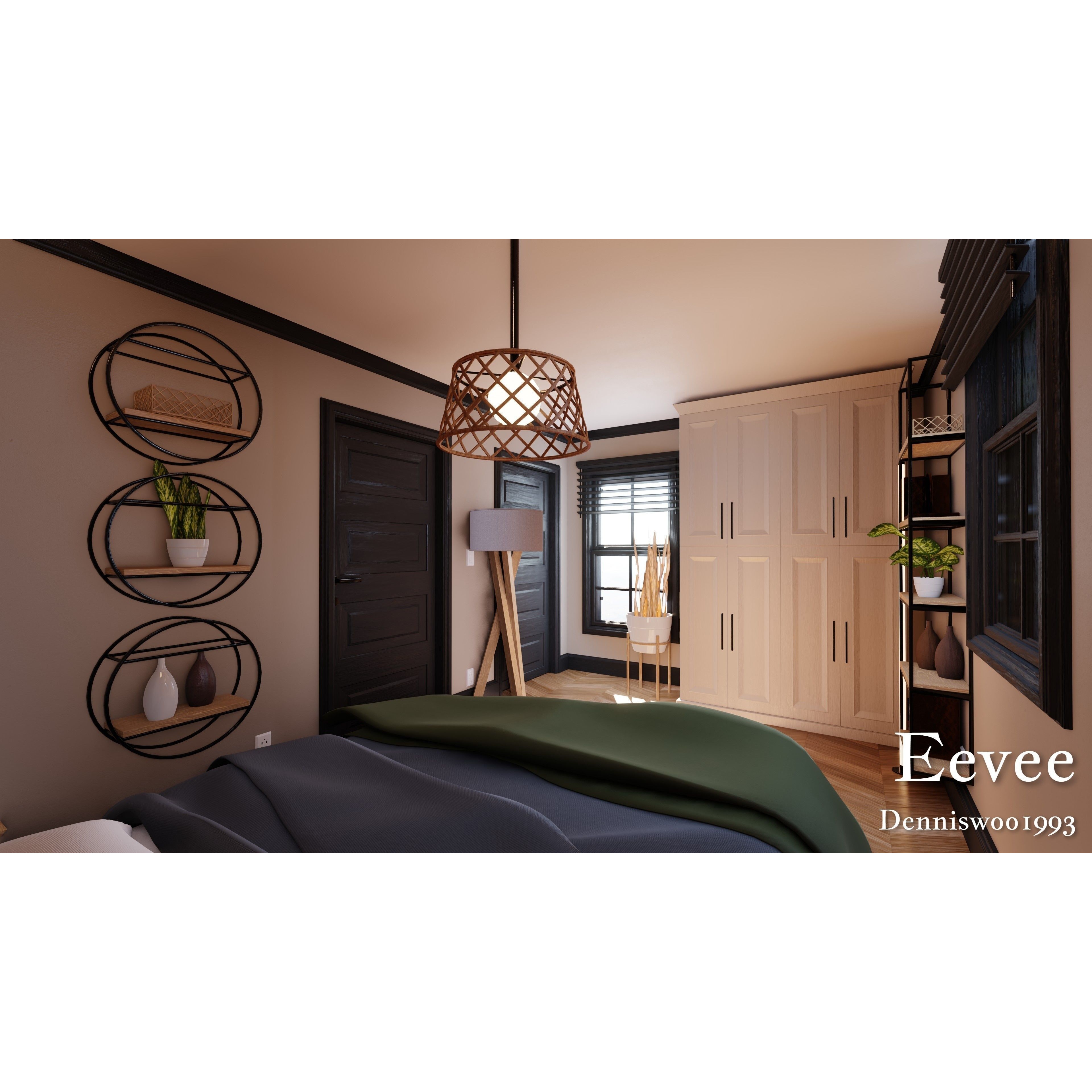 Modular Classic American House - Low-Poly Game-Ready 3D Model - View 45