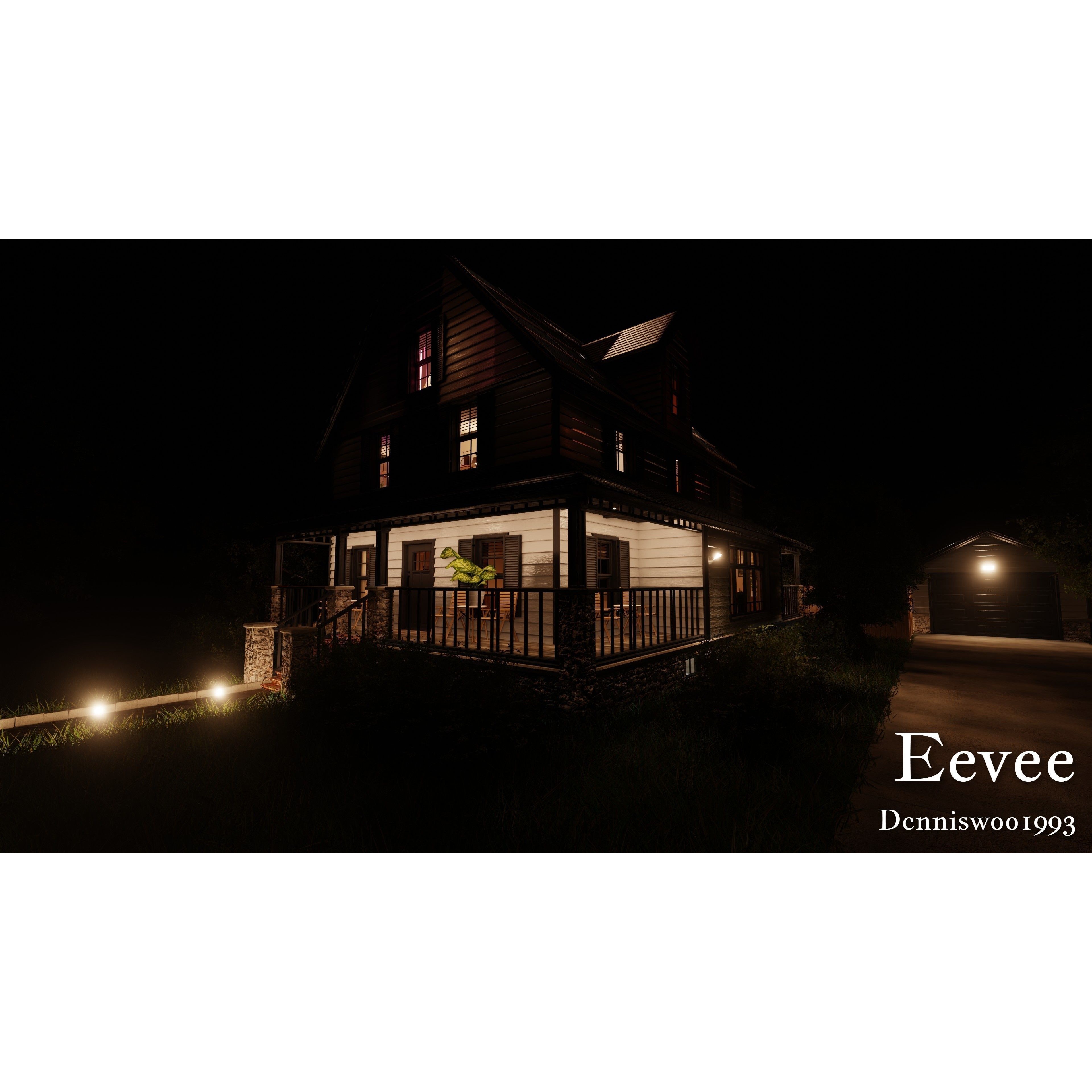 Modular Classic American House - Low-Poly Game-Ready 3D Model - View 47