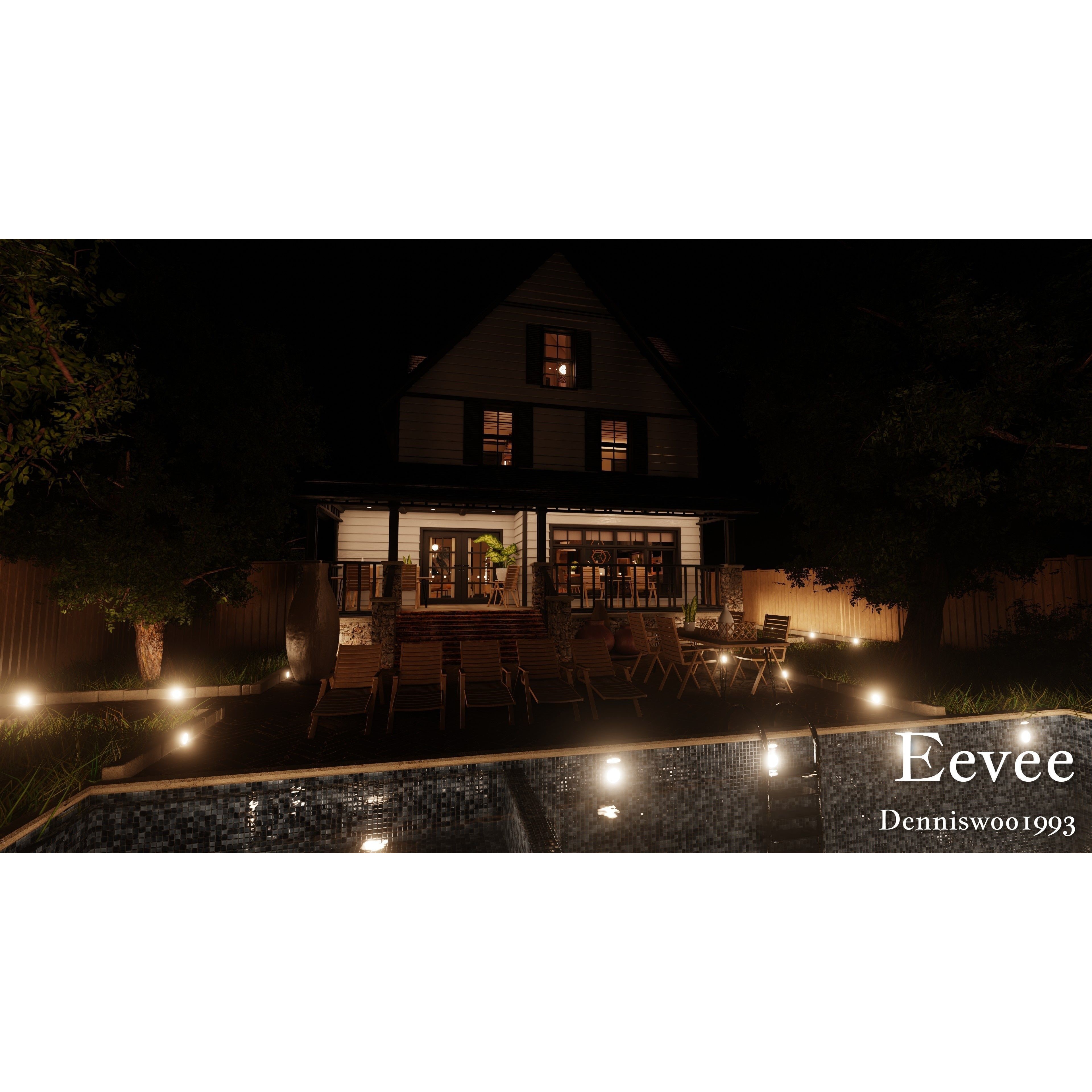 Modular Classic American House - Low-Poly Game-Ready 3D Model - View 51