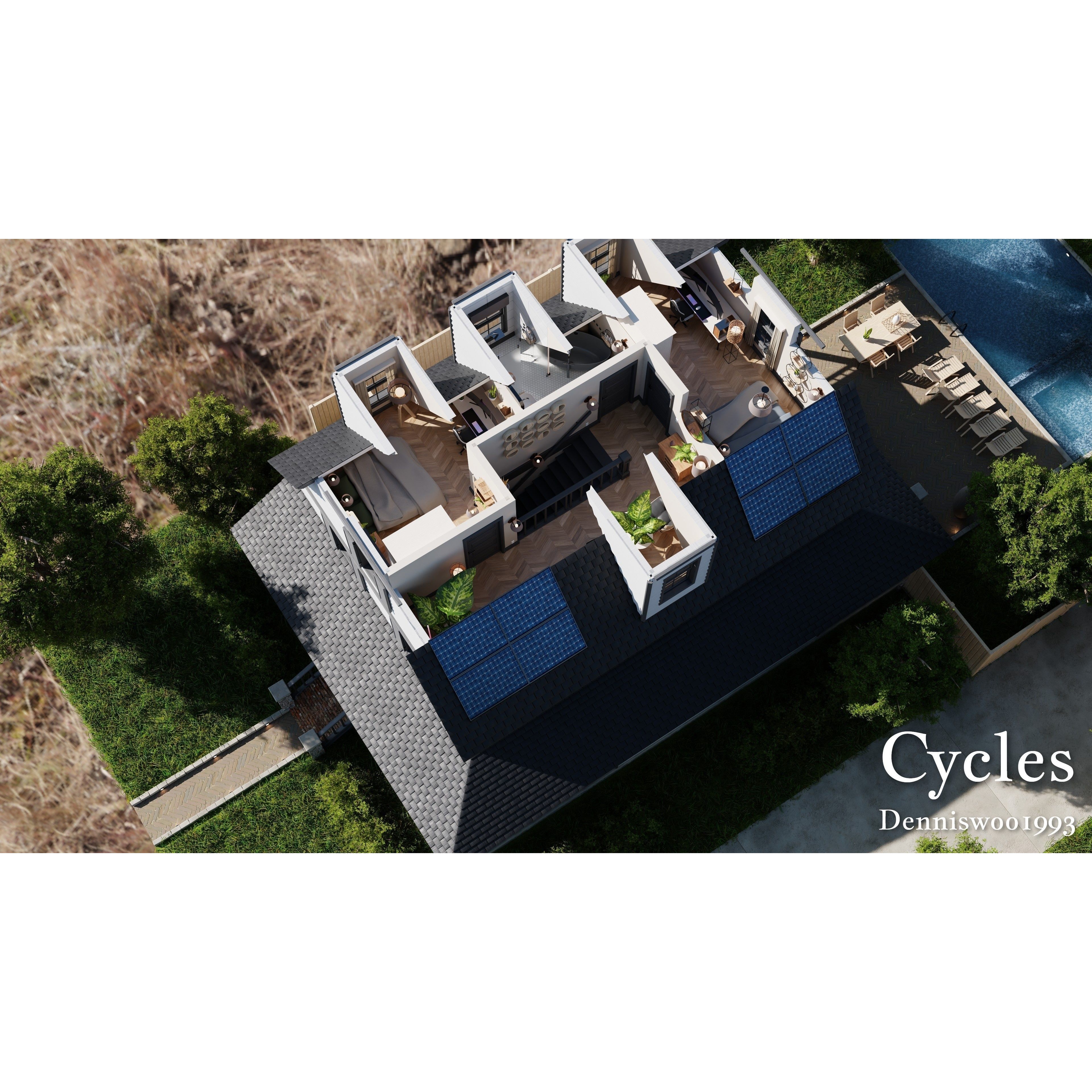 Modular Classic American House - Low-Poly Game-Ready 3D Model - View 8
