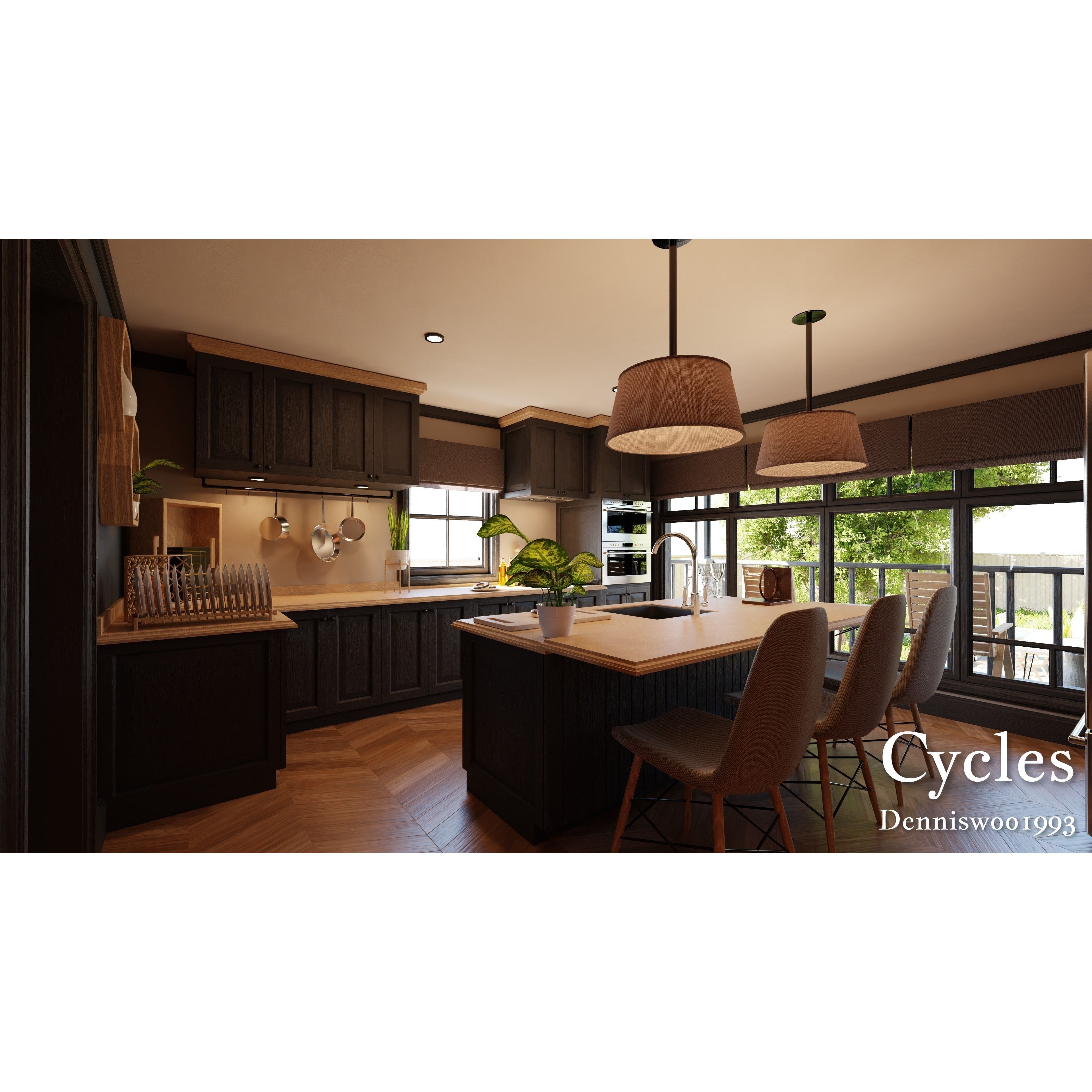 Modular Classic American House - Low-Poly Game-Ready 3D Model - View 9