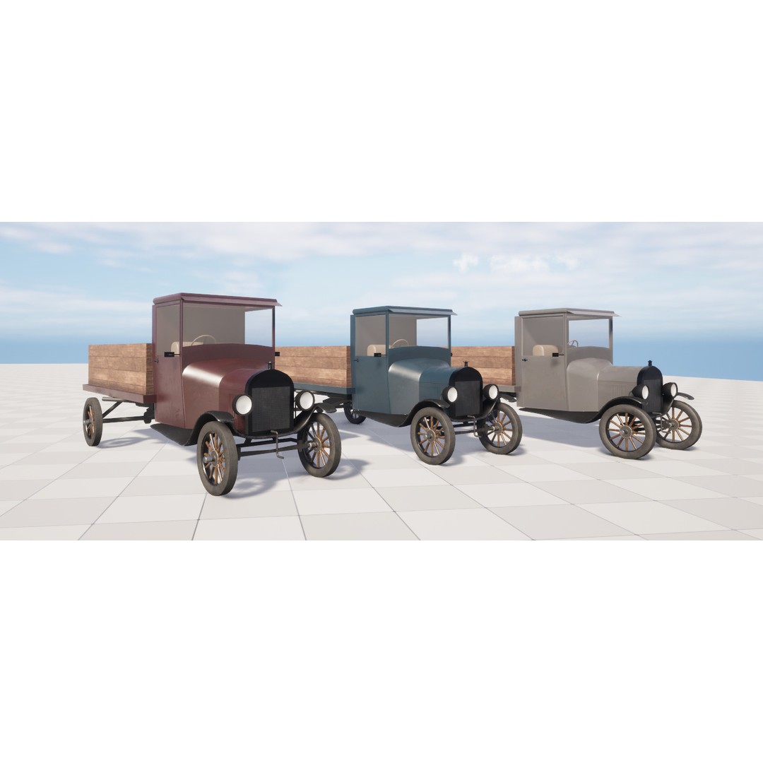1920s Truck 3D Model – Low Poly Game Ready Asset, FBX - View 16