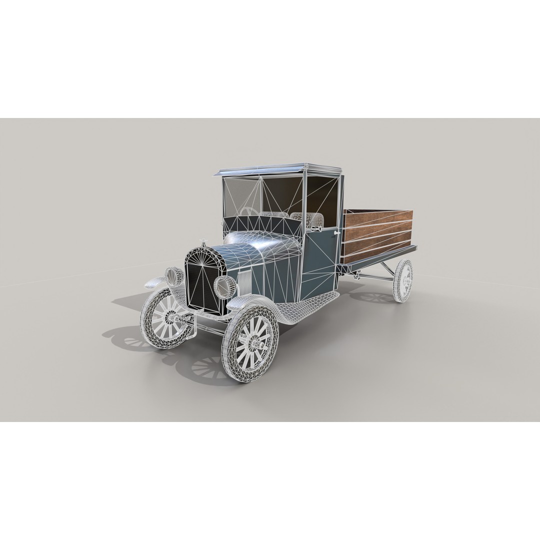 1920s Truck 3D Model – Low Poly Game Ready Asset, FBX - View 17